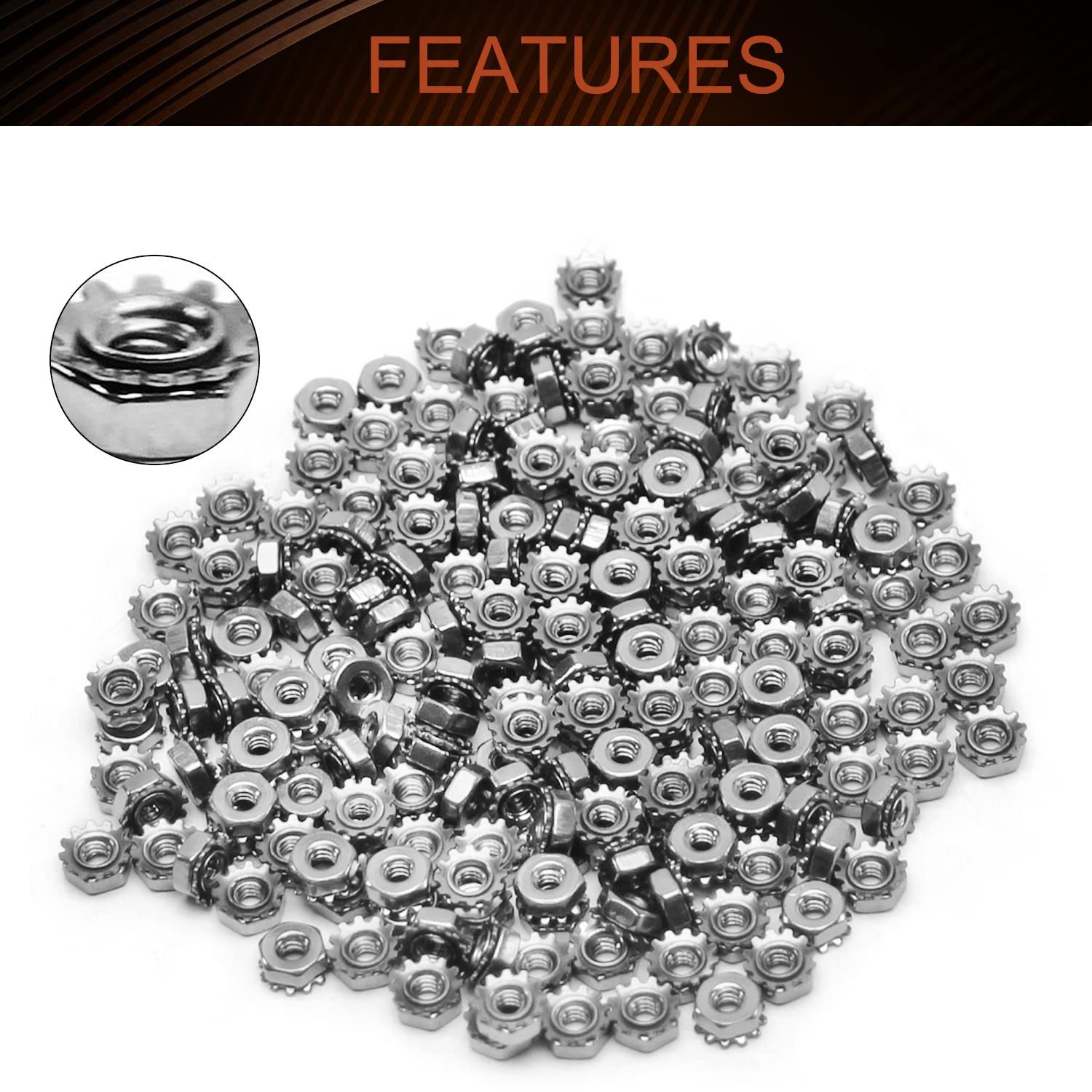 MroMax 200Pcs #4-40 K-Lock Nuts, 304 Stainless Steel Keps Lock Nuts - Silver, Hex Nuts for Machinery, Furniture & Electrical Appliances | Secure Fastening Hardware Accessories for DIY Projects & Industrial Use