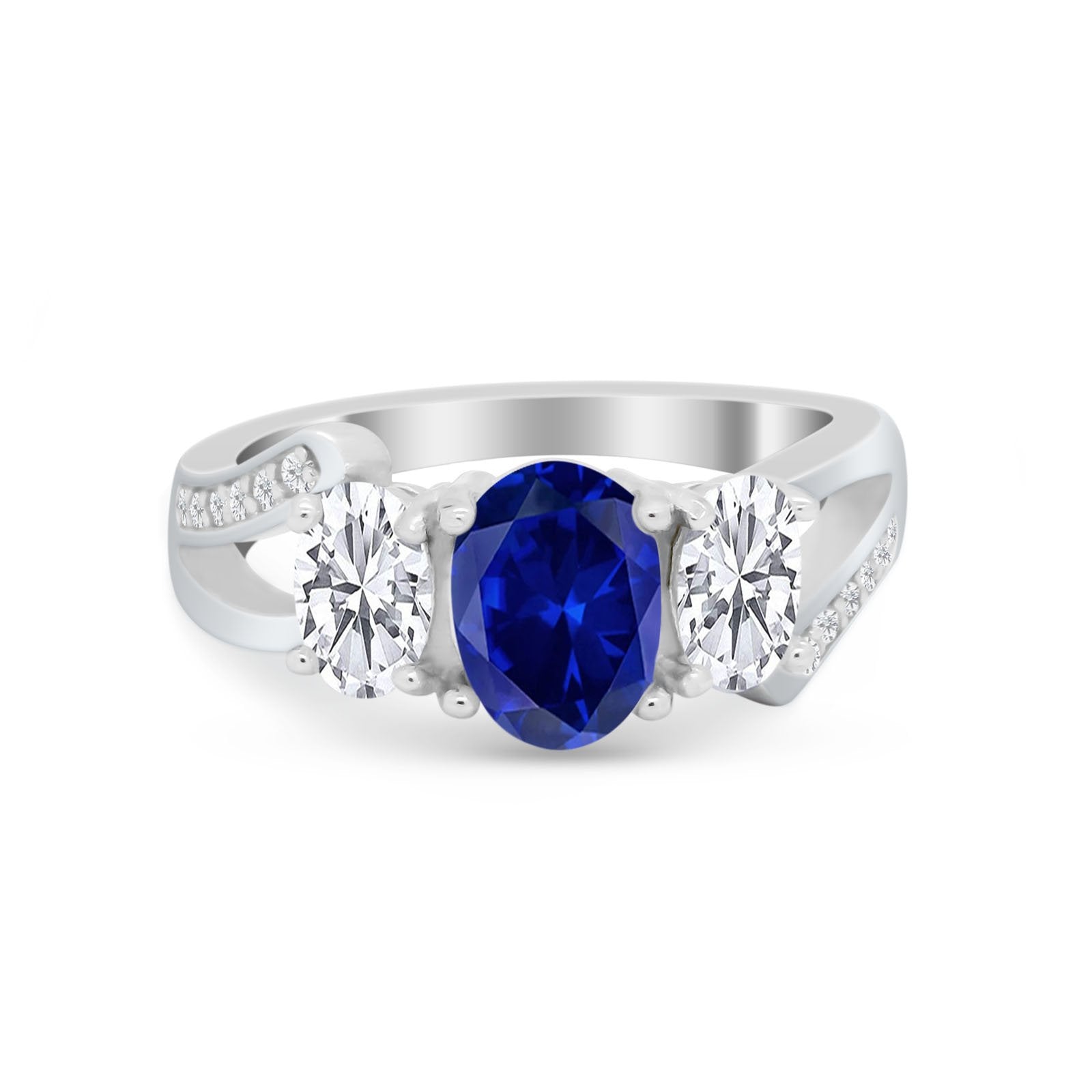 3 Stone Oval Wedding Ring - 925 Sterling Silver Cubic Zirconia Engagement Band for Women | Perfect for Bridal, Anniversary & Special Occasion Gifts