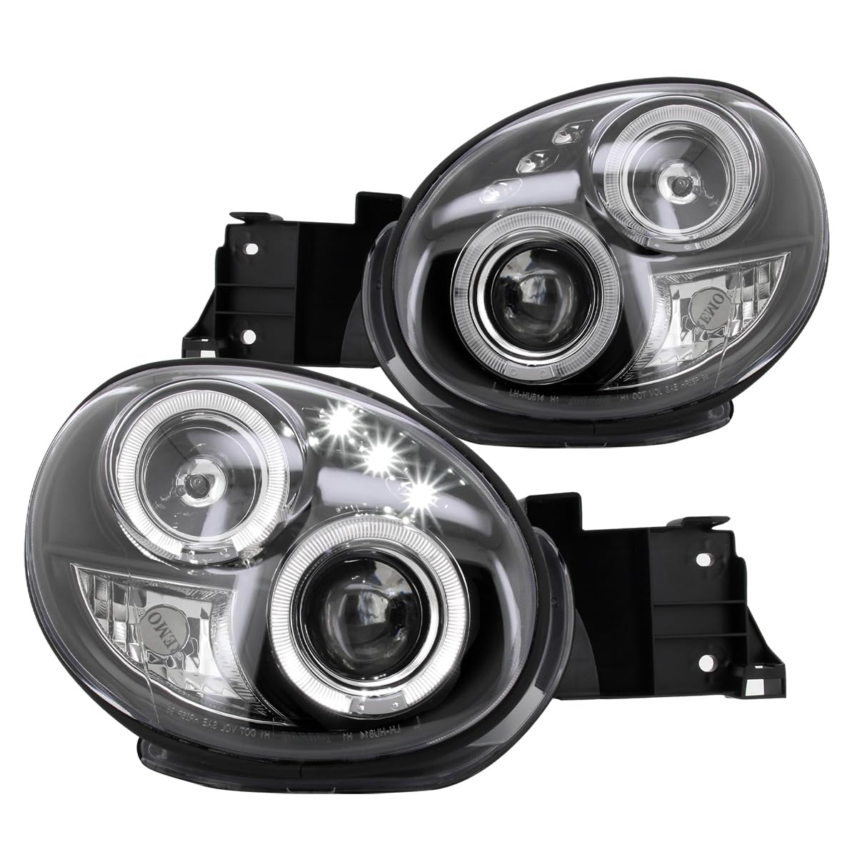 Spec-D Tuning Black Halo LED Projector Headlights with Amber Side Markers - Compatible with 2002-2003 Subaru Impreza WRX (Left & Right Pair) - Upgrade for Night Driving & Enhanced Style
