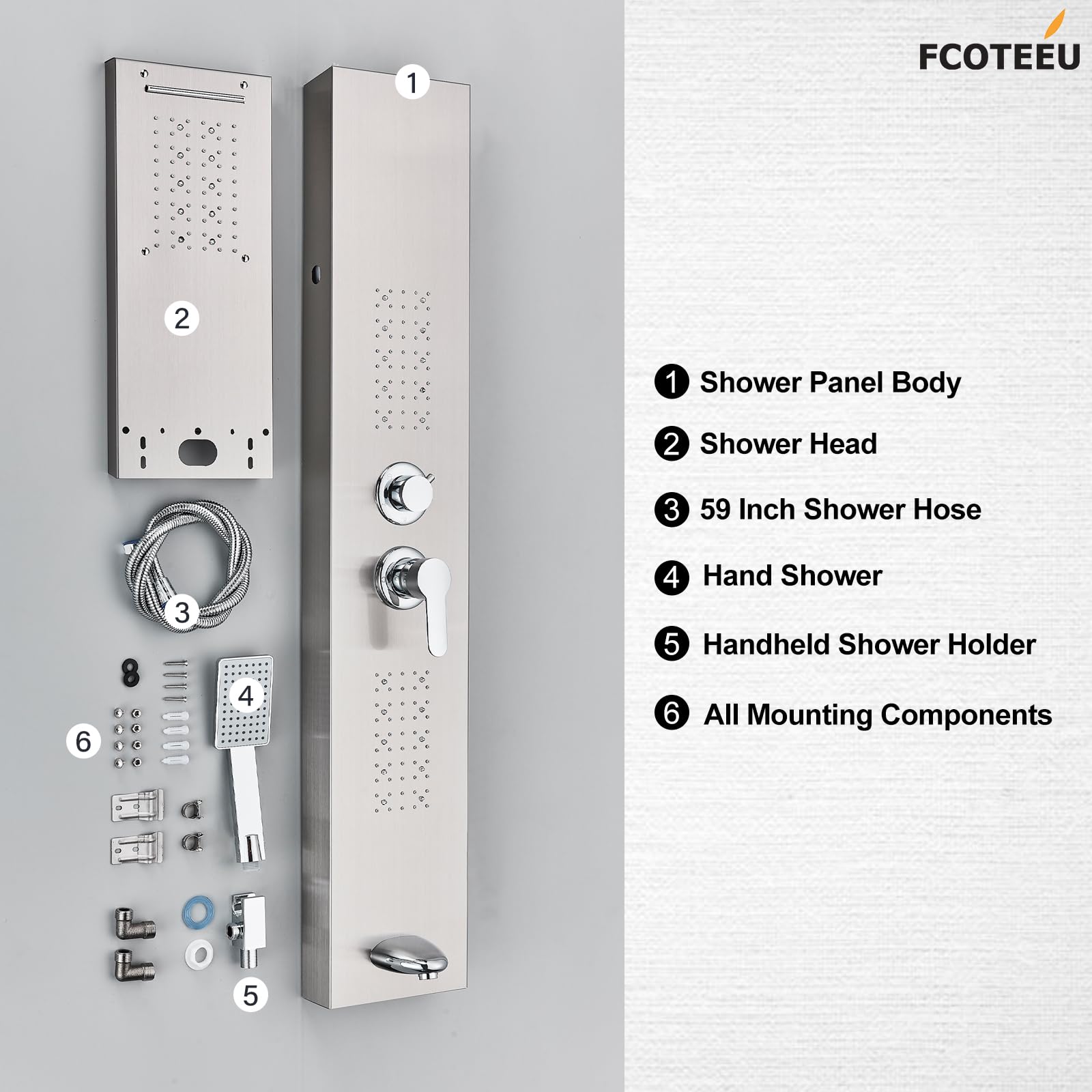 LED Shower Panel System with Rainfall & Waterfall Shower Head - Full Body Massage Jets - Modern Stainless Steel Shower Tower Faucet Set in Brushed Nickel for Bathroom | Perfect for Spa-Like Experience & Luxury Bathroom Upgrade