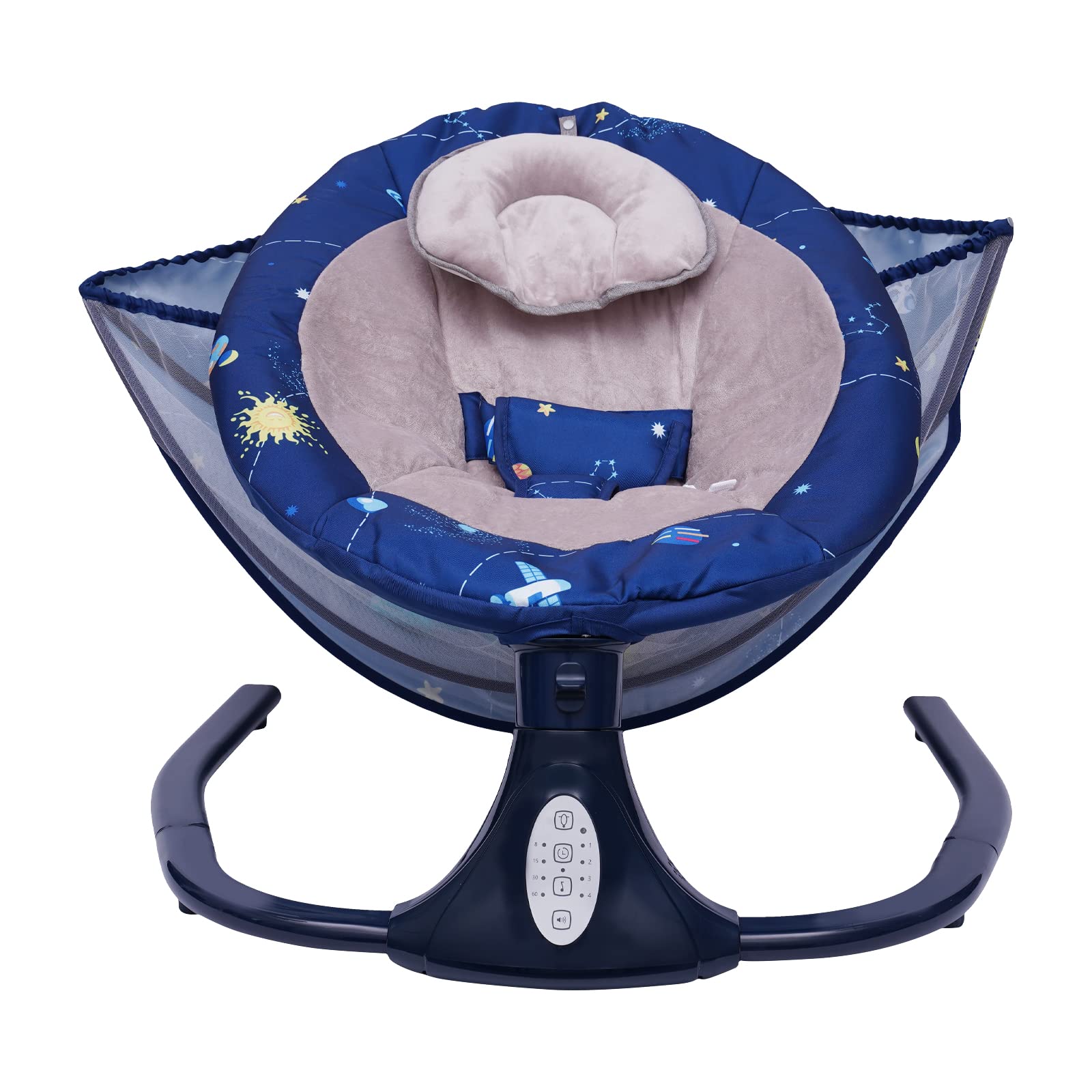 Electric Baby Swing for Infants & Newborns - Remote Control, 4 Speed Settings, Soothing Music & Speaker - Blue Starry Style Baby Rocker & Bouncer - Perfect for Nursery, Bedroom & Travel