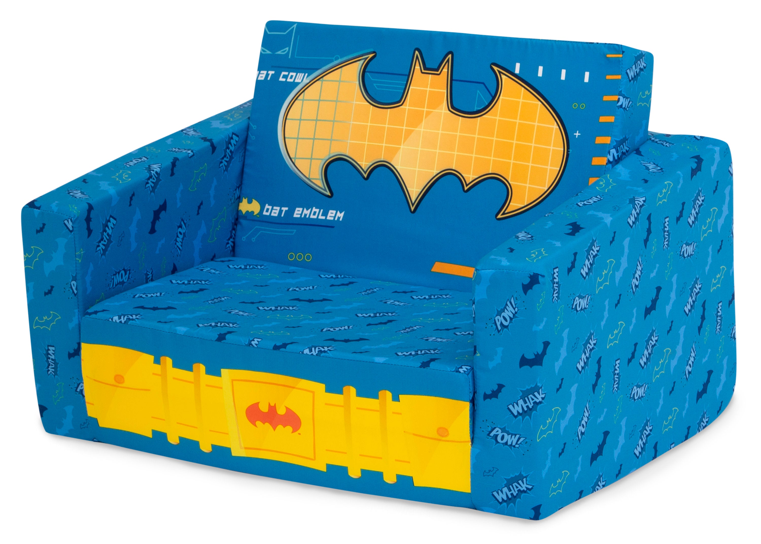 Batman Cozee Flip Out Chair - 2 in 1 Convertible Kids Chair to Lounger for Bedroom & Playroom | Perfect for Reading, Gaming & Relaxing