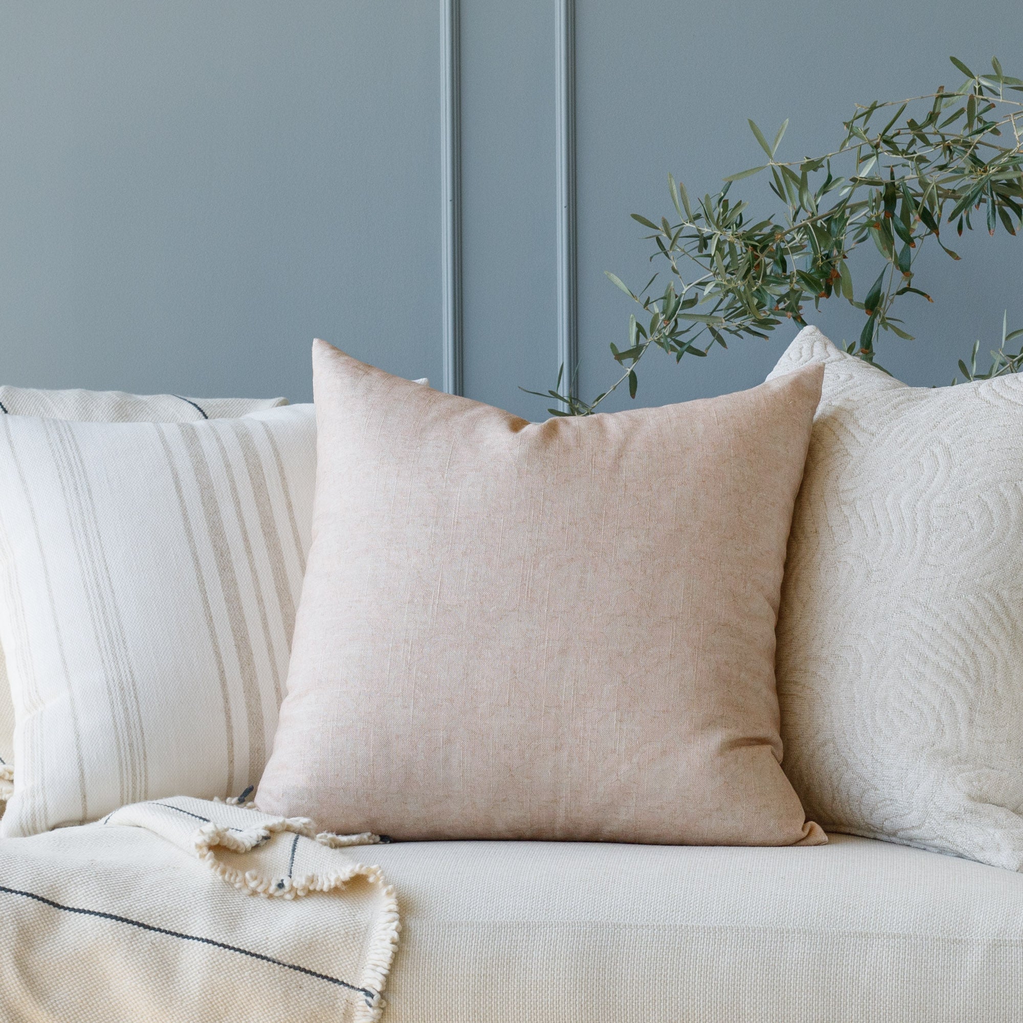 Alia 20x20 Inch Decorative Throw Pillow Cover - Soft Blush Pink Cushion for Sofa, Bed & Home Decor - Perfect for Living Room, Bedroom & Dorm