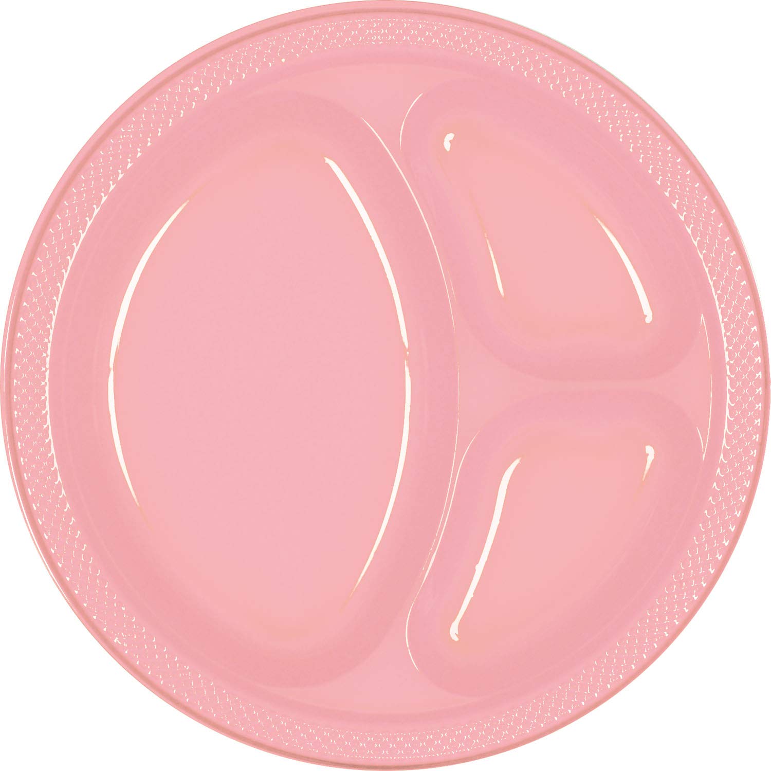 Vibrant Pink 3-Compartment Plastic Plates - 10 Inch (Pack of 20) - Durable Party Dinnerware for Birthday, Picnic, BBQ & Family Gatherings - BPA-Free & Dishwasher Safe