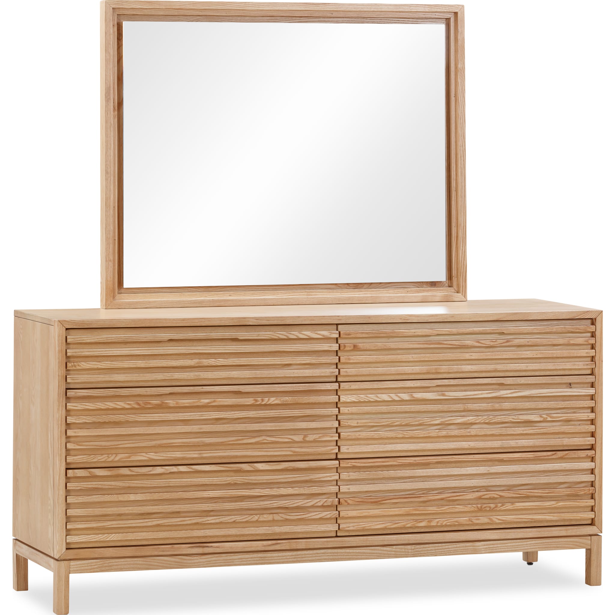Tanner Six Drawer Ash Wood Dresser in Flaxen - Solid Wood Bedroom Storage Furniture for Clothes & Accessories | Perfect for Master Bedroom, Guest Room & Nursery Organization