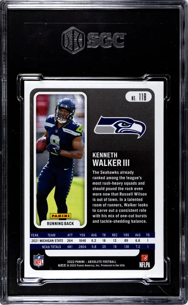 2022 Absolute Football Kenneth Walker III RC Rookie Spectrum Red SGC 9.5 /100 - Rare Collectible Trading Card for Sports Memorabilia & Fantasy Football Fans