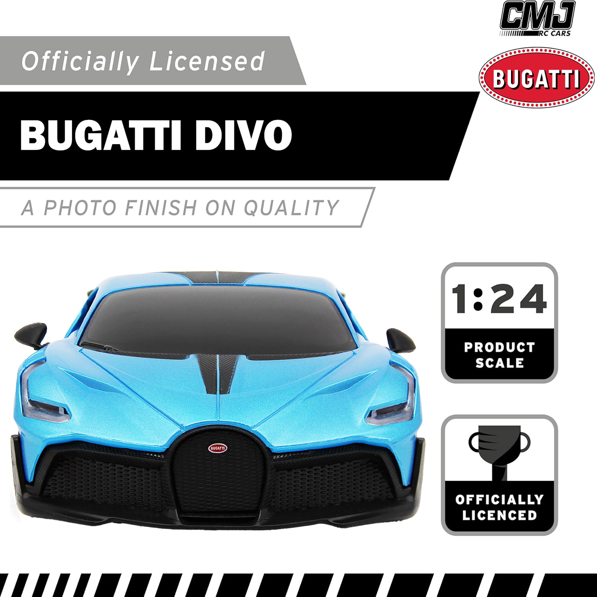 CMJ RC Cars Bugatti Divo 1:24 Scale Remote Control Vehicle - 2.4GHz High Speed Racing Car for Kids & Adults - Perfect for Indoor & Outdoor Play, Birthday Gifts, and Car Racing Competitions