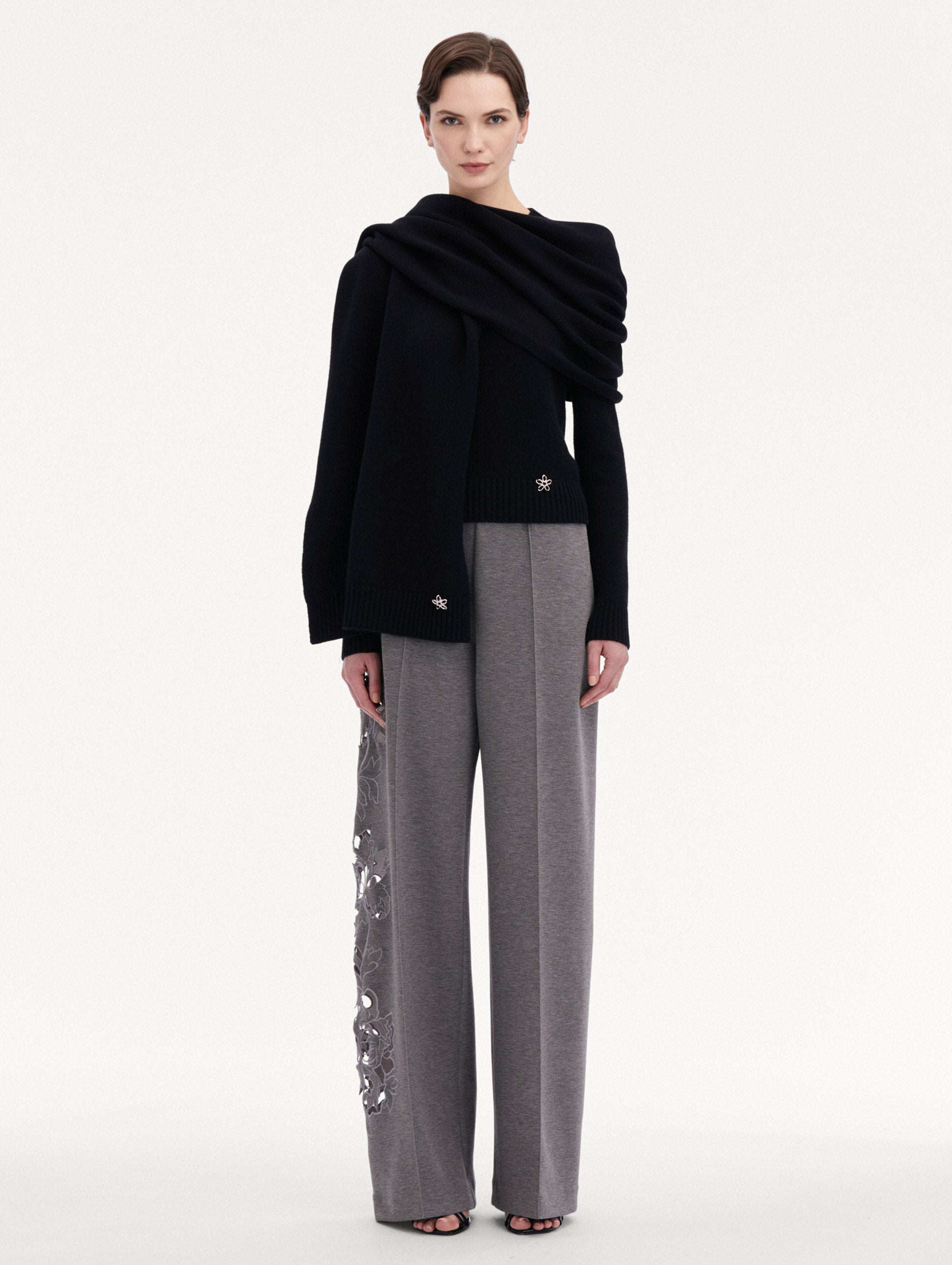 Luxury O Flower Cashmere Scarf for Women - Soft Winter Wrap Shawl - Perfect for Cold Weather, Office, Travel & Gift Giving