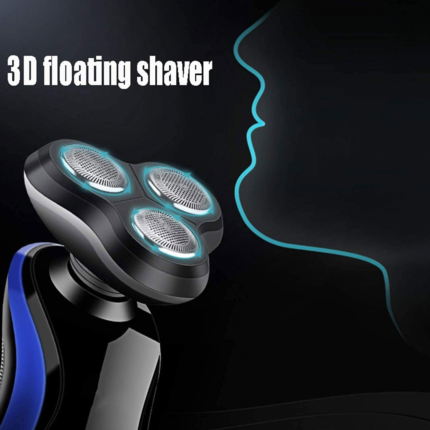 4-in-1 Rotary Electric Razor for Men - Wet/Dry Cordless Shaver with USB Charging & Waterproof Design - Complete Grooming Kit for Face, Head & Body Shaving - Perfect for Travel, Gym & Daily Use (Black)