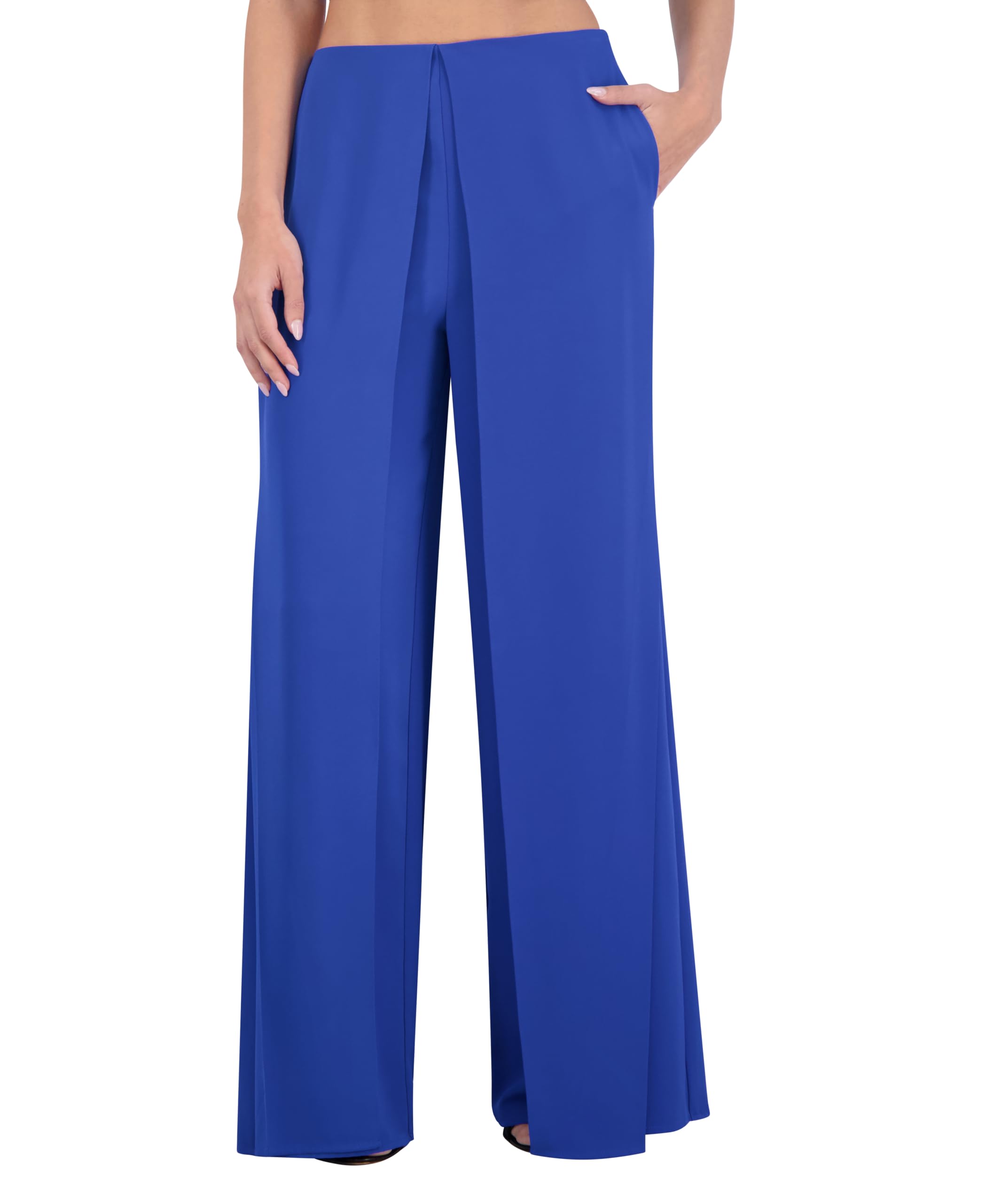 Women's High Waisted Wide Leg Pants with Side Slits - Comfortable Stretchy Lounge Pants for Casual Wear, Office & Travel