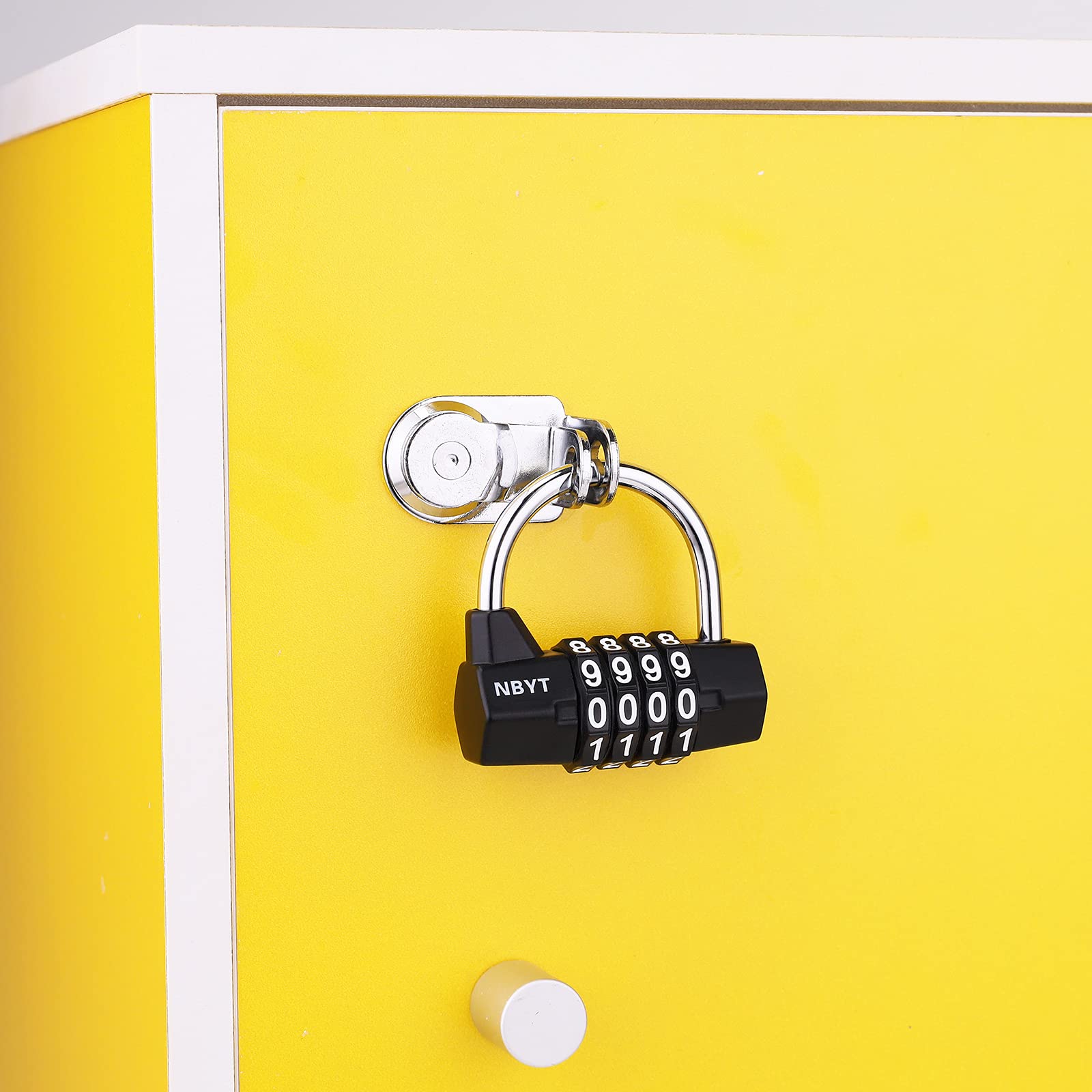 4-Digit Combination Lock for Gym Locker - Secure School Sports Locker, Fence, Toolbox & Storage Case - Heavy Duty Black Padlock for Home, Travel & Outdoor Use