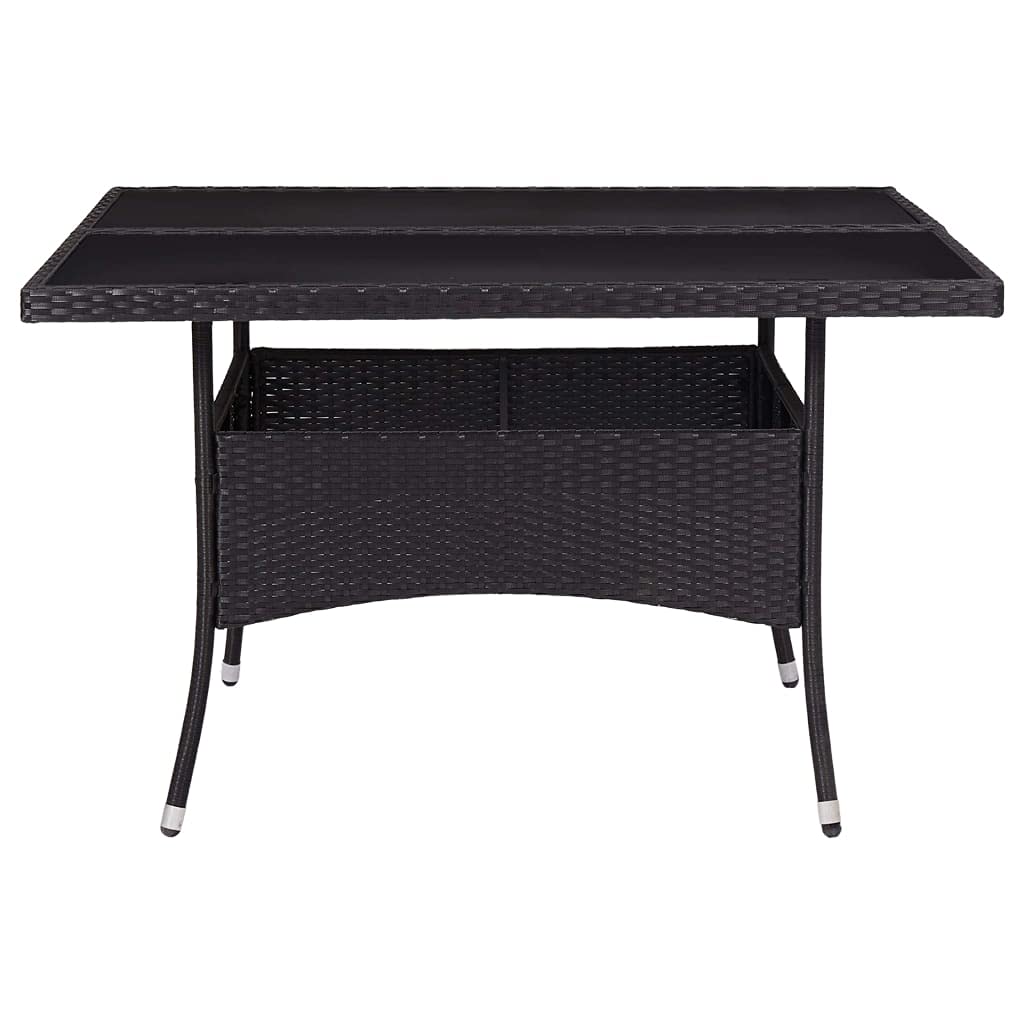 vidaXL Black PE Rattan Patio Dining Table with Storage - Outdoor Garden Furniture for Front Porch, Deck, Lawn & Backyard | Perfect for Dining, Entertaining & Relaxing