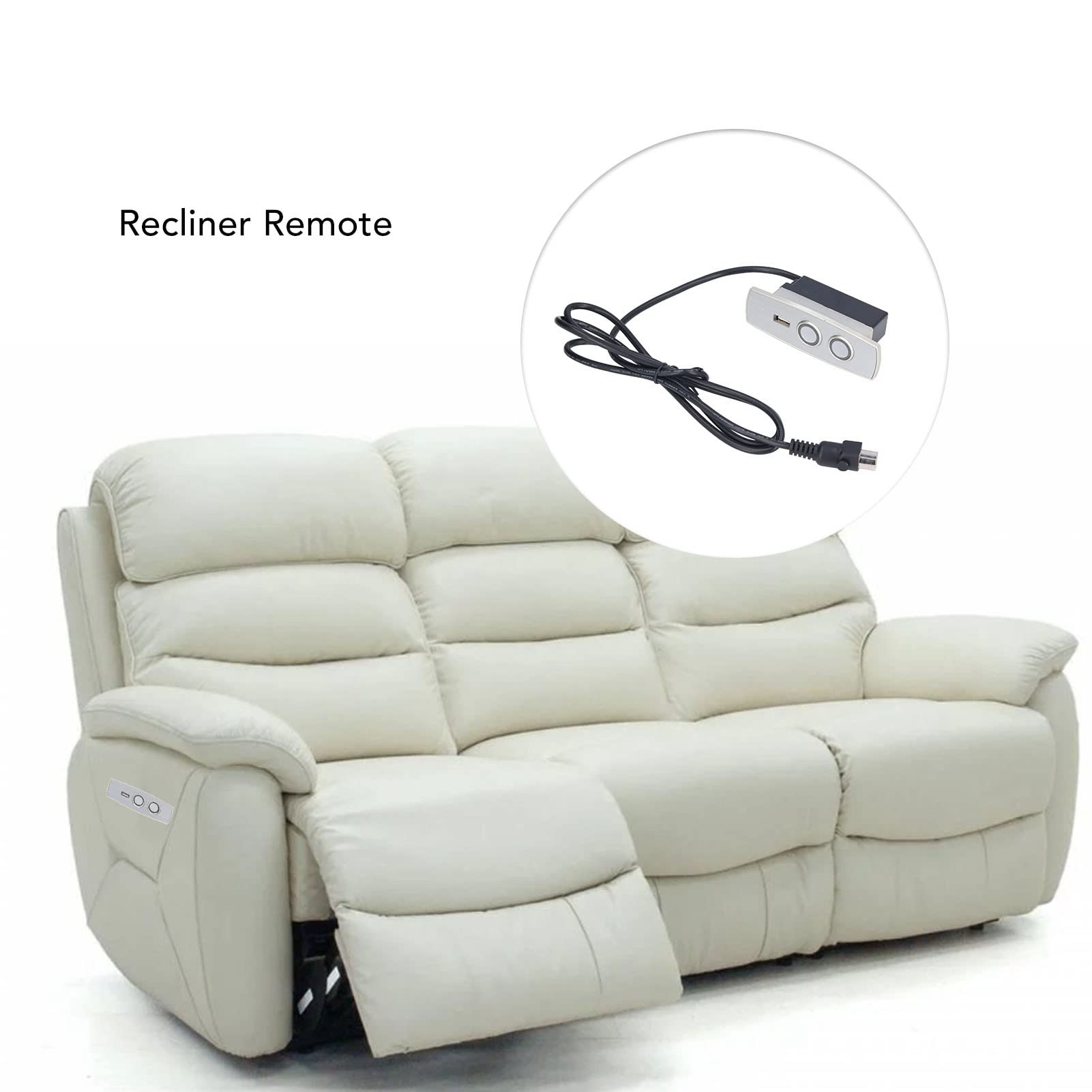 Electric Recliner Switch with USB Charger - 2 Button 5 Pin Hand Control for Power Recliners (12-29V) - Perfect for Living Room, Home Theater & Nursing Chairs