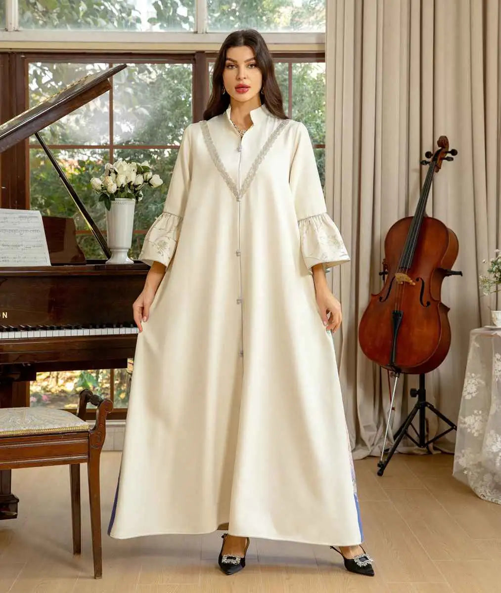 Elegant Gradient Jacquard Eid Dress for Muslim Women - Stylish Caftan Kaftan Dress for Eid Celebrations, Parties & Special Occasions