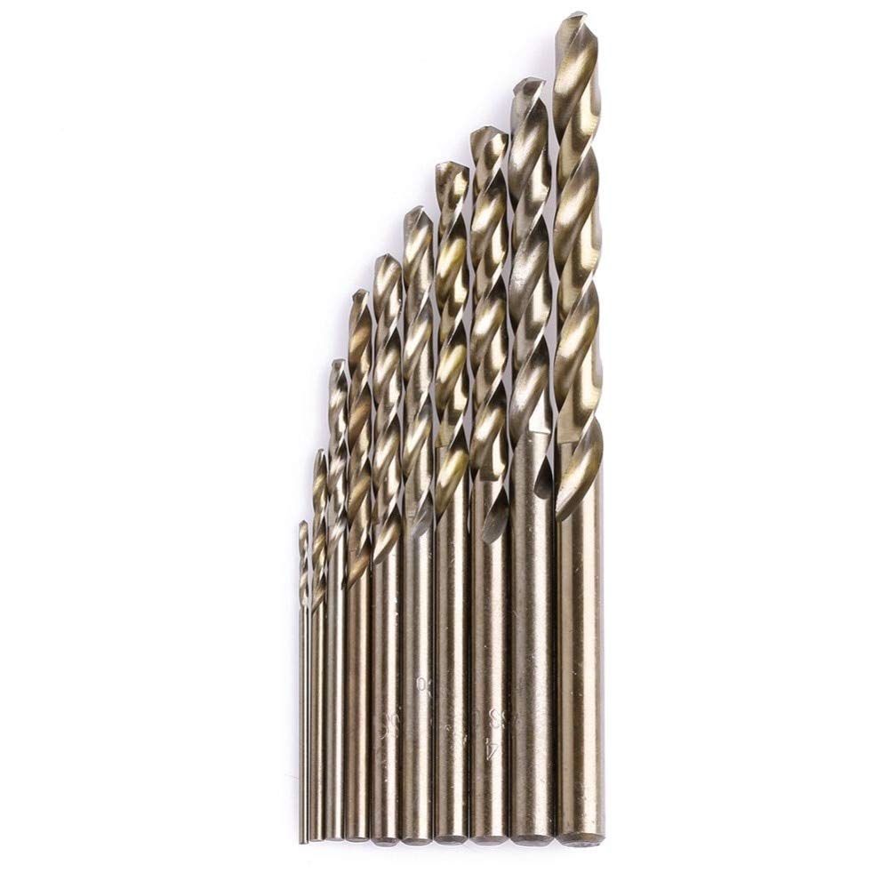10Pcs 1.5mm M35 HSS-Co Cobalt Twist Drill Bit Set with Round Shank - Spiral Drill Bits for Metal, Wood & Plastic (2.5mm Hole Diameter) - Perfect for DIY Projects, Home Repair & Professional Metalworking