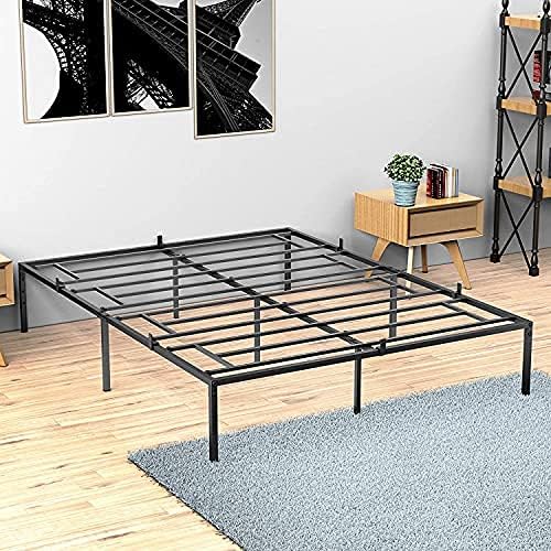 14 Inch Heavy Duty Metal Queen Bed Frame Platform - No Box Spring Needed, Sturdy Steel Slat Mattress Foundation, Easy Assembly, Quiet & Stable - Perfect for Master Bedrooms, Guest Rooms & Small Spaces