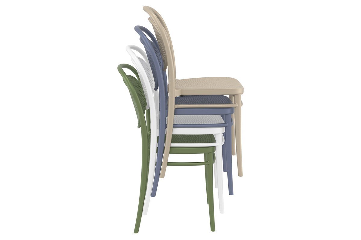 Commercial-Grade Marcel Stacking Chairs for Restaurants, Cafes & Events - Heavy Duty Stackable Dining Chairs for Indoor/Outdoor Use