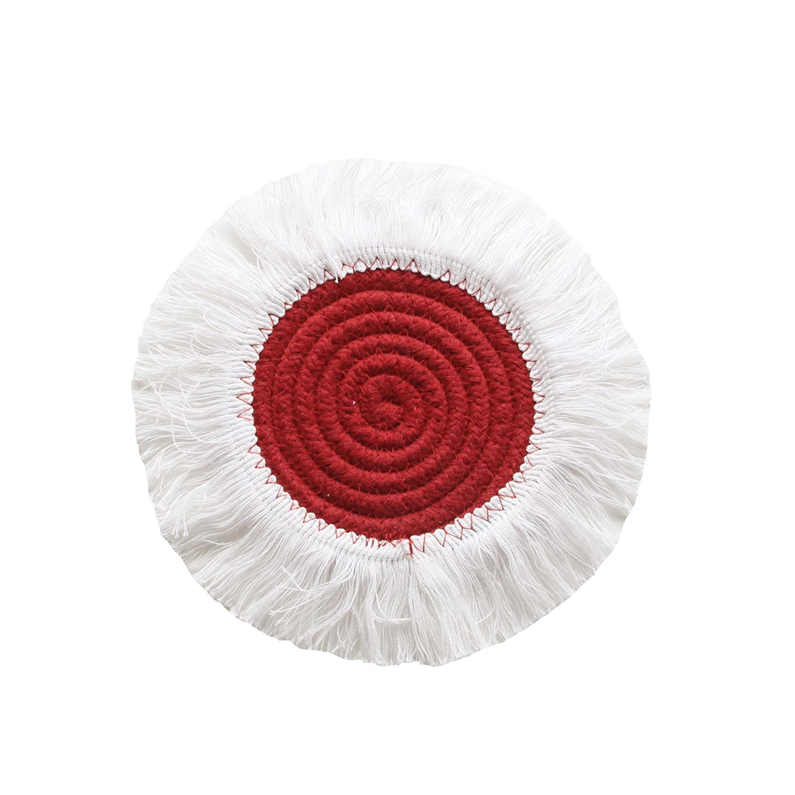 PINGPING 14cm Cotton Insulation Placemat Set of 5 - Heat Resistant Woven Table Mats for Dining, Anti-Scald Bowl & Pot Mats - Nordic Style Round Dinner Table Decor for Home & Restaurant Use