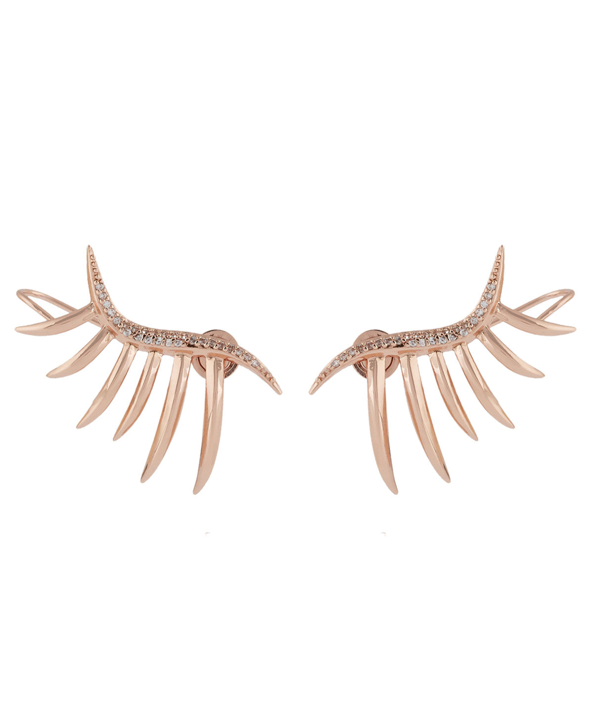 Rose Gold Pave Frond Earcuff - Elegant Leaf Design Ear Cuff Jewelry for Women, Perfect for Parties, Weddings & Everyday Wear
