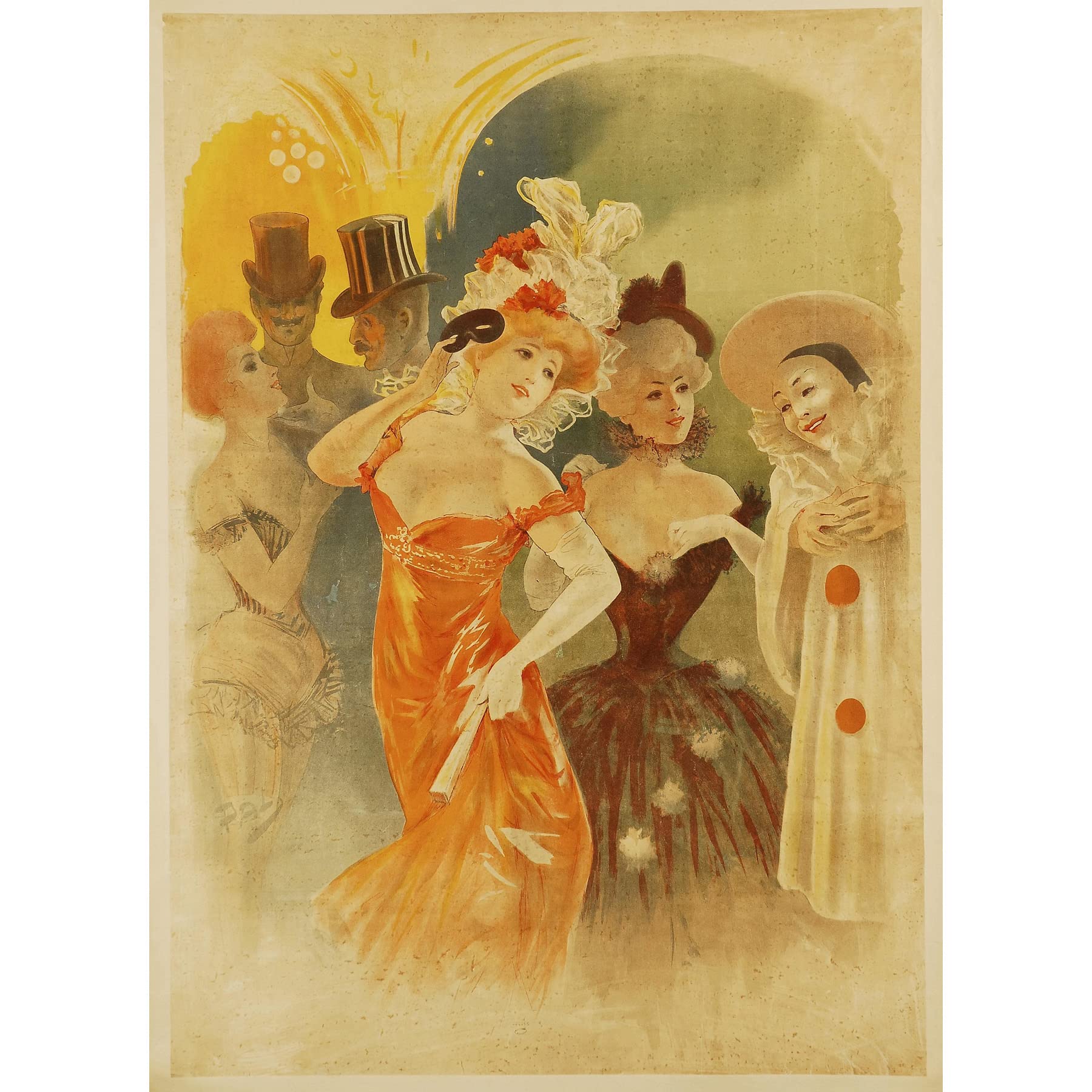 Extra Large Masquerade Ball Scene Wall Art Print - Premium Canvas Mural for Home Decor, Theater Backdrop & Party Decoration
