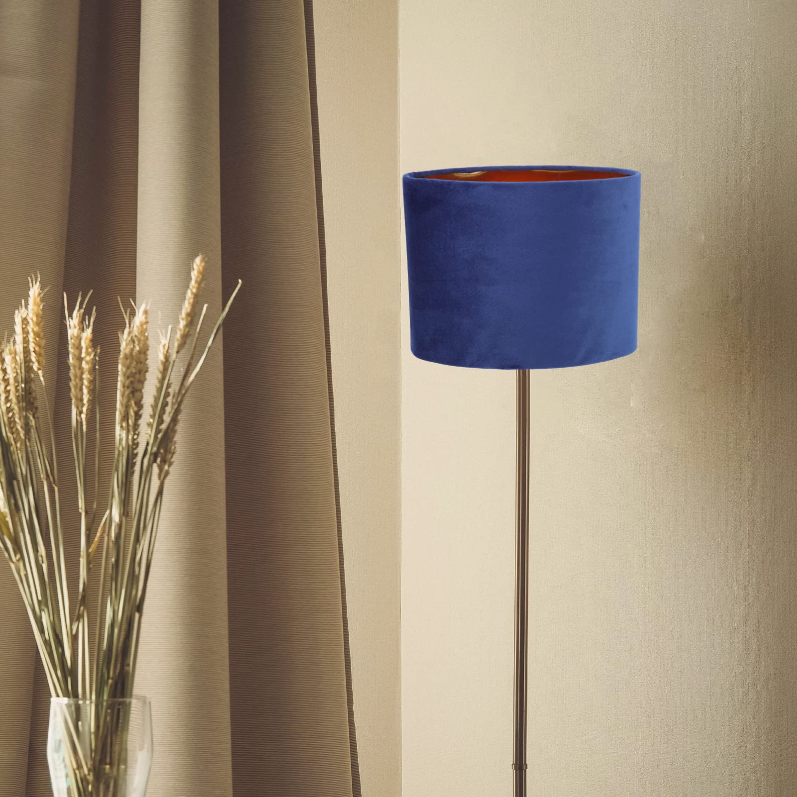 Lurrose E27 Drum Lampshade - Blue Fabric Lamp Shade Replacement for Table, Floor & Pendant Lights | Perfect for Living Room, Bedroom & Office Decor