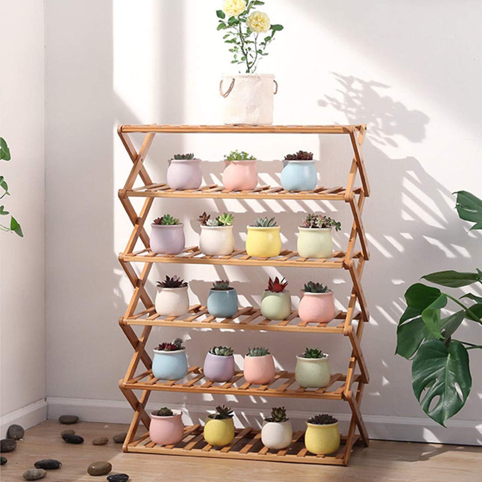 Foldable Suitcase Stand & Flower Stand - Multifunctional Free Standing Shoe Rack Organizer for Guest Room, Bathroom, Hallway, Living Room & Bedroom Storage | Perfect for Luggage, Shoes & Home Decor Organization