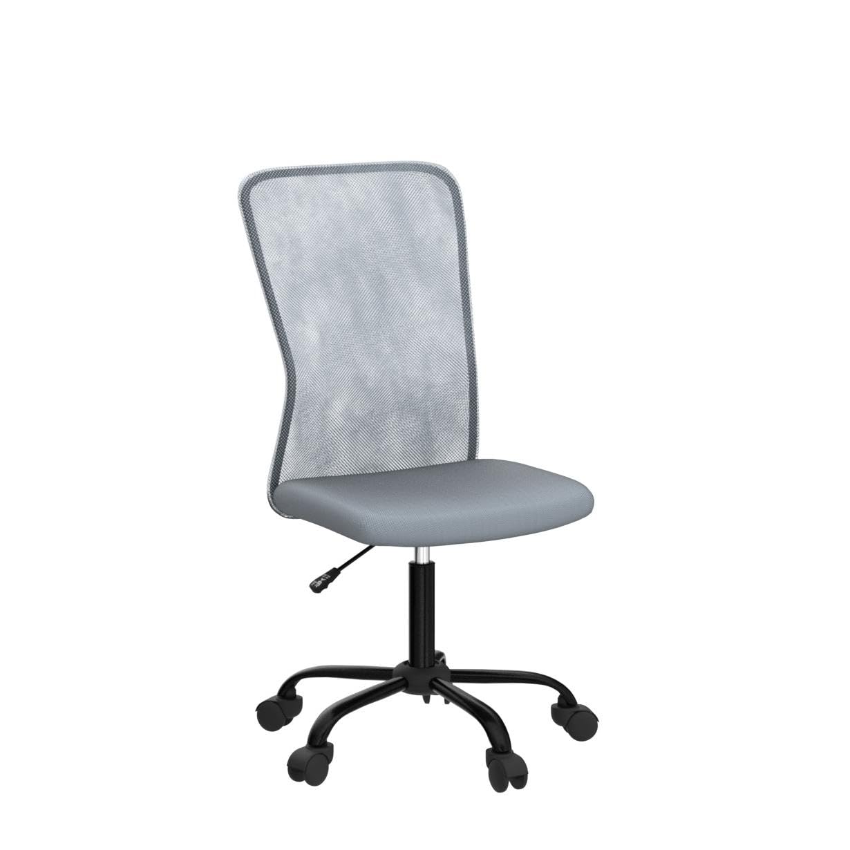 Ergonomic Mesh Office Chair - Adjustable Armless Computer Desk Chair with Swivel & Rolling Wheels for Home Office, Work, Meetings - Grey (Ideal for Long Hours of Sitting & Productivity)