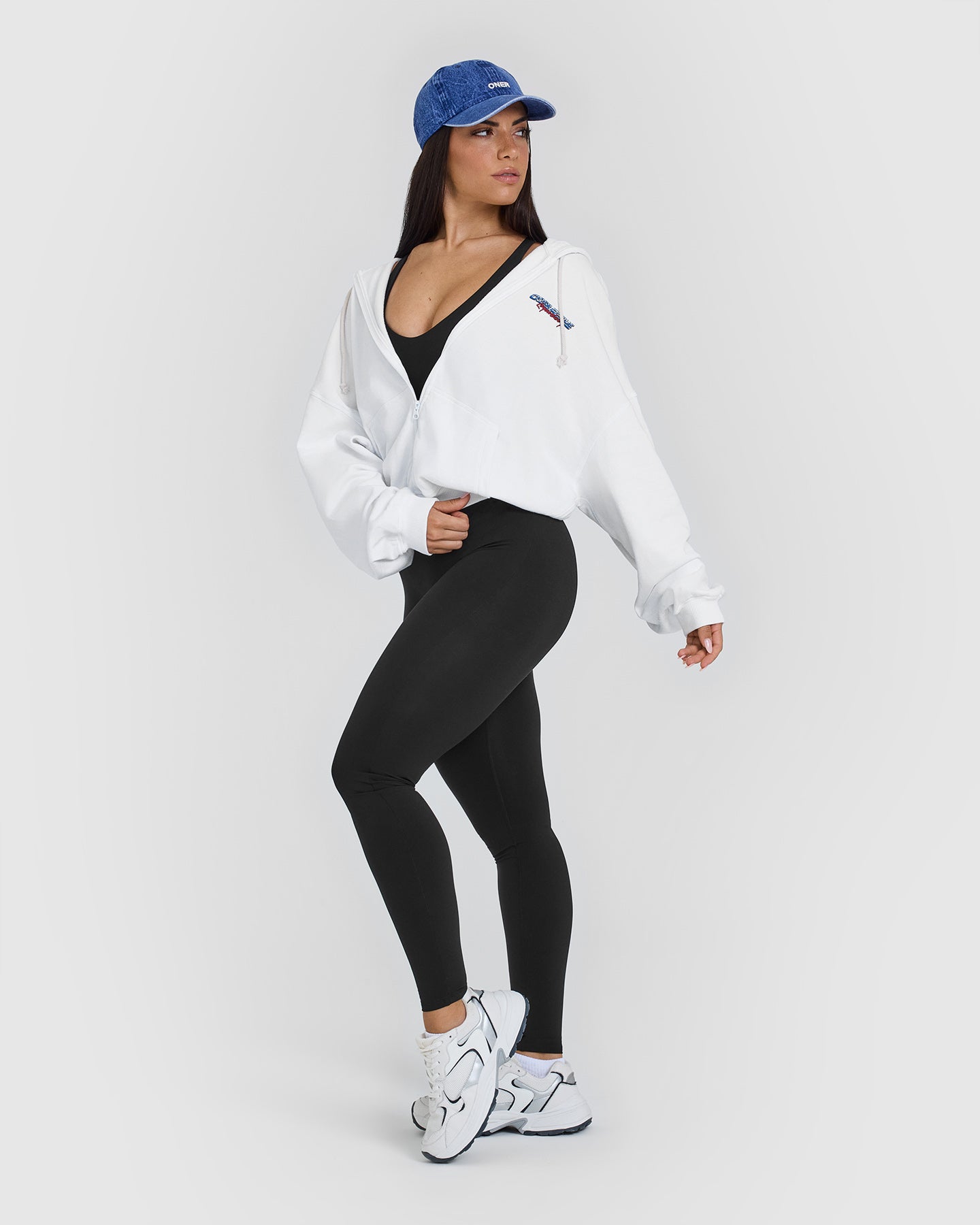 Raw Lounge Oversized Zip Through Hoodie with Graphic Print | White | Cozy Streetwear for Men & Women | Perfect for Casual Outings, Gym Sessions and Loungewear