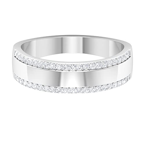 14K Solid Gold Two Tone Diamond Wedding Band Ring for Men – Elegant & Durable Engagement Ring for Weddings, Anniversaries, and Special Occasions