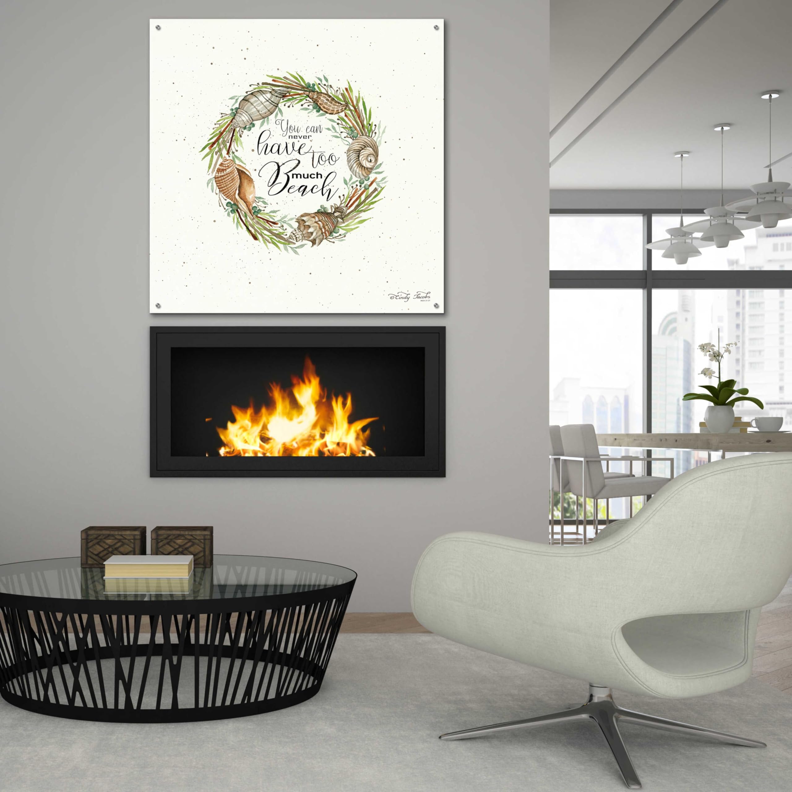 Epic Art 'Never Too Much Beach Shell Wreath' by Cindy Jacobs - 36x36 Inch Acrylic Glass Wall Decor - Coastal Home Decor for Living Room, Bedroom & Beach House