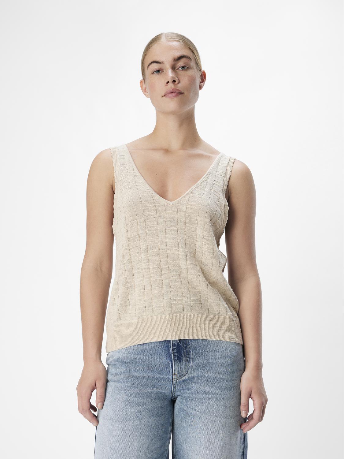 Dimka Women's Sleeveless Knit Top - Soft Summer Casual Shirt (Sandshell) | Perfect for Beach Outings, Vacation Wear & Everyday Comfort