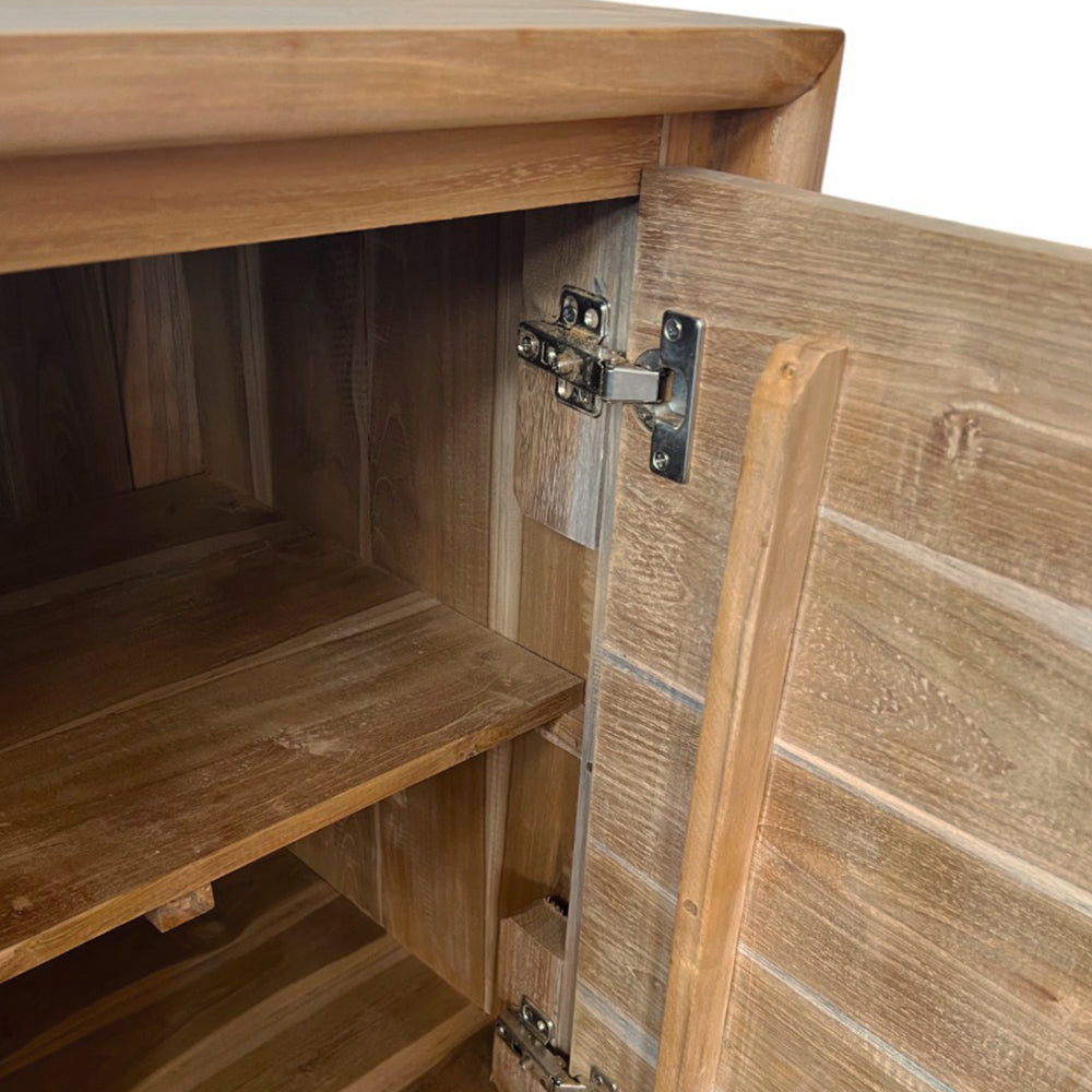 Stylish Riley Teak Wood Sideboard Buffet Cabinet for Dining Room - Modern Storage Furniture for Home & Office Use