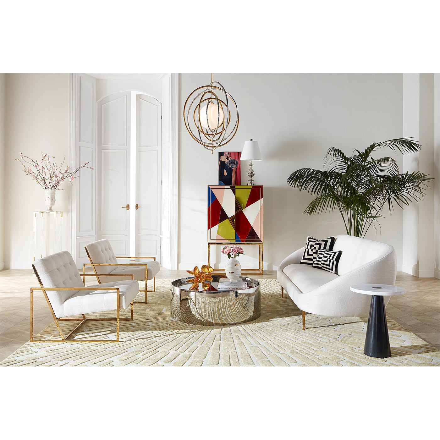 Sunburst Hand Knotted Wool Area Rug - Bohemian Style Round Carpet for Living Room, Bedroom & Nursery Decor