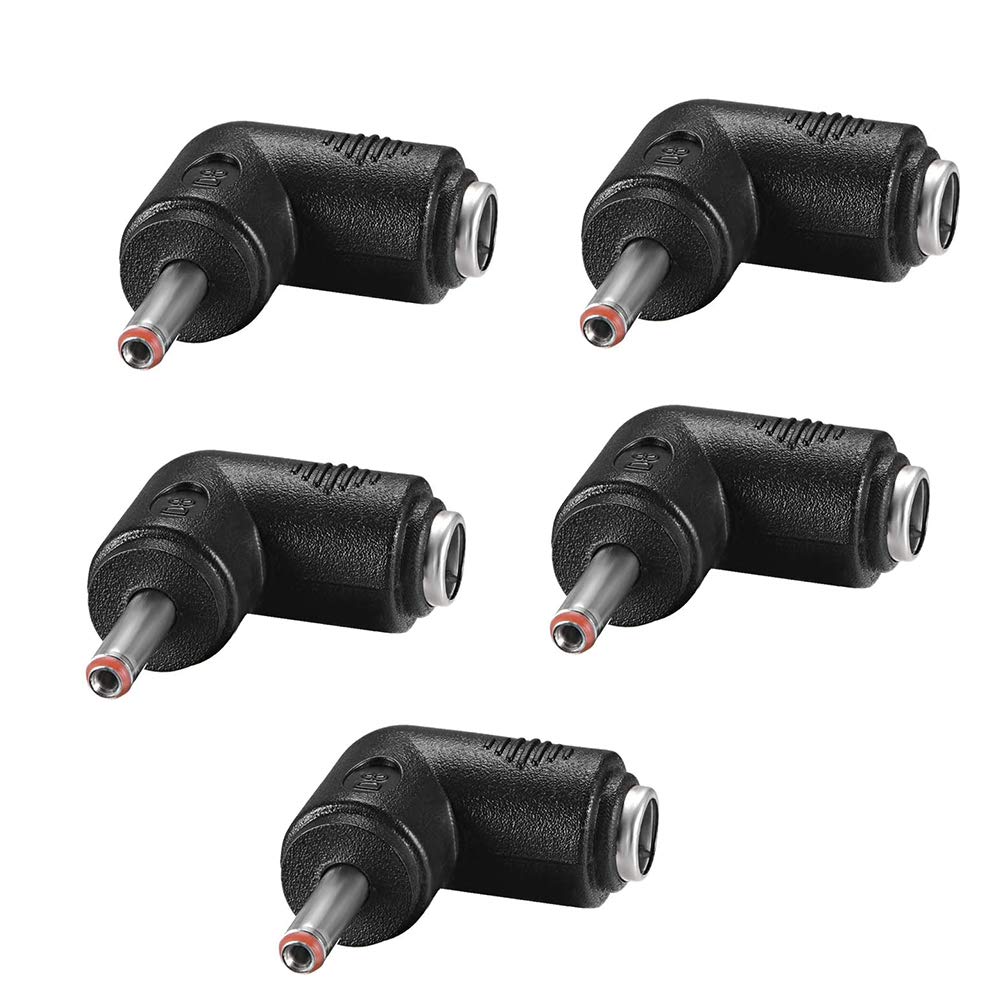 90 Degree Right Angle DC 3.5x1.35mm to 5.5x2.1mm Barrel Power Adapter - 5 Pack for Security Cameras, CCTV, Amazon Echo 1st/2nd Gen - Charging Cable Connector for Home & Office Electronics