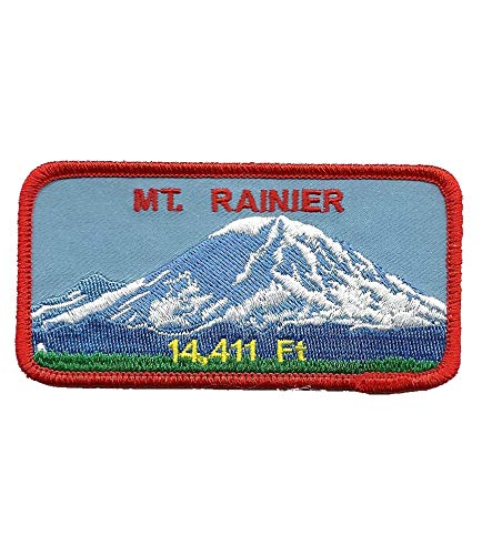 Washington State Patch - Mt Rainier Iron On Embroidered Patch - 4 Inch Rectangle for Jackets, Backpacks & Hats | Outdoor Enthusiast Accessory
