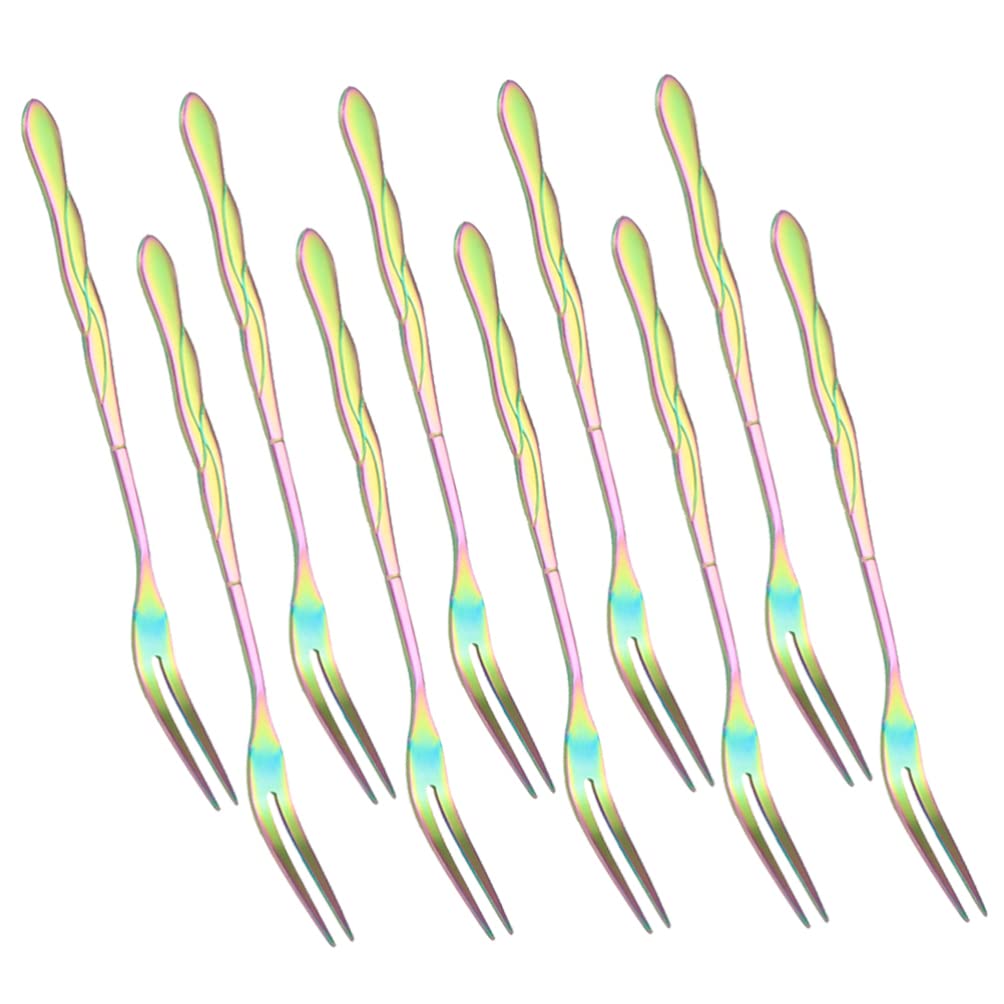 10-Piece Reusable Stainless Steel Fruit Forks - Elegant Party Fruit Picks for Appetizers, Desserts, and Charcuterie Boards | Perfect for Weddings, BBQs, and Cocktail Parties
