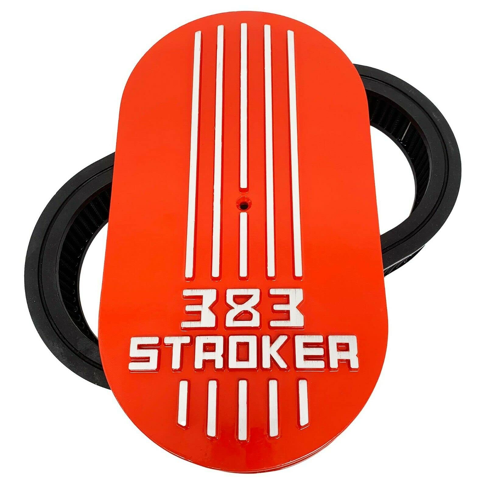 383 STROKER Small Block Chevy Air Cleaner Lid Kit - SBC Tall - Orange - High Performance Air Intake System for Chevy Engines - Perfect for Hot Rods, Muscle Cars & Street Racing