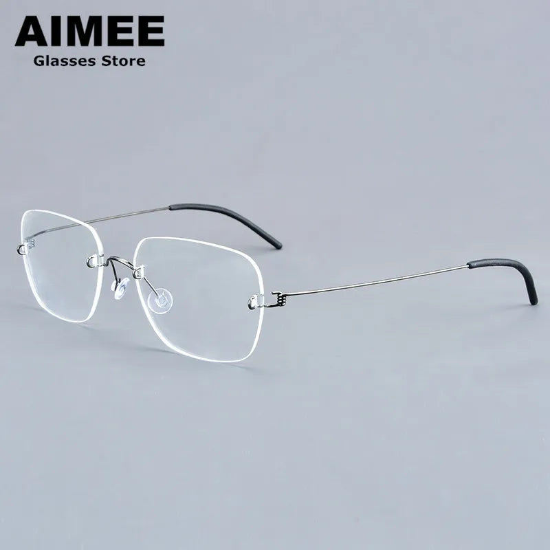 Aimee Women's Rimless Square Screwless Titanium Eyeglasses Frame 92487 - Lightweight Comfortable Glasses for Work, Reading & Everyday Use