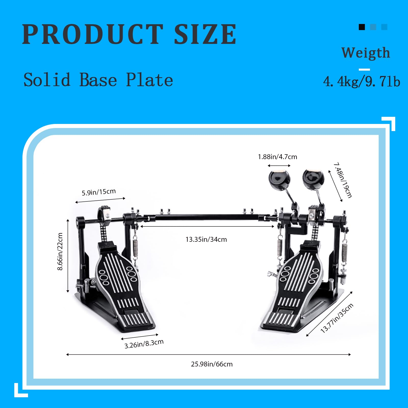 **Heavy Duty Double Bass Drum Pedal - Double Chain Drive for Acoustic & Electronic Drum Kits - Professional Double Kick Pedal (Model V-ST13) - Perfect for Metal, Rock & Live Performances**