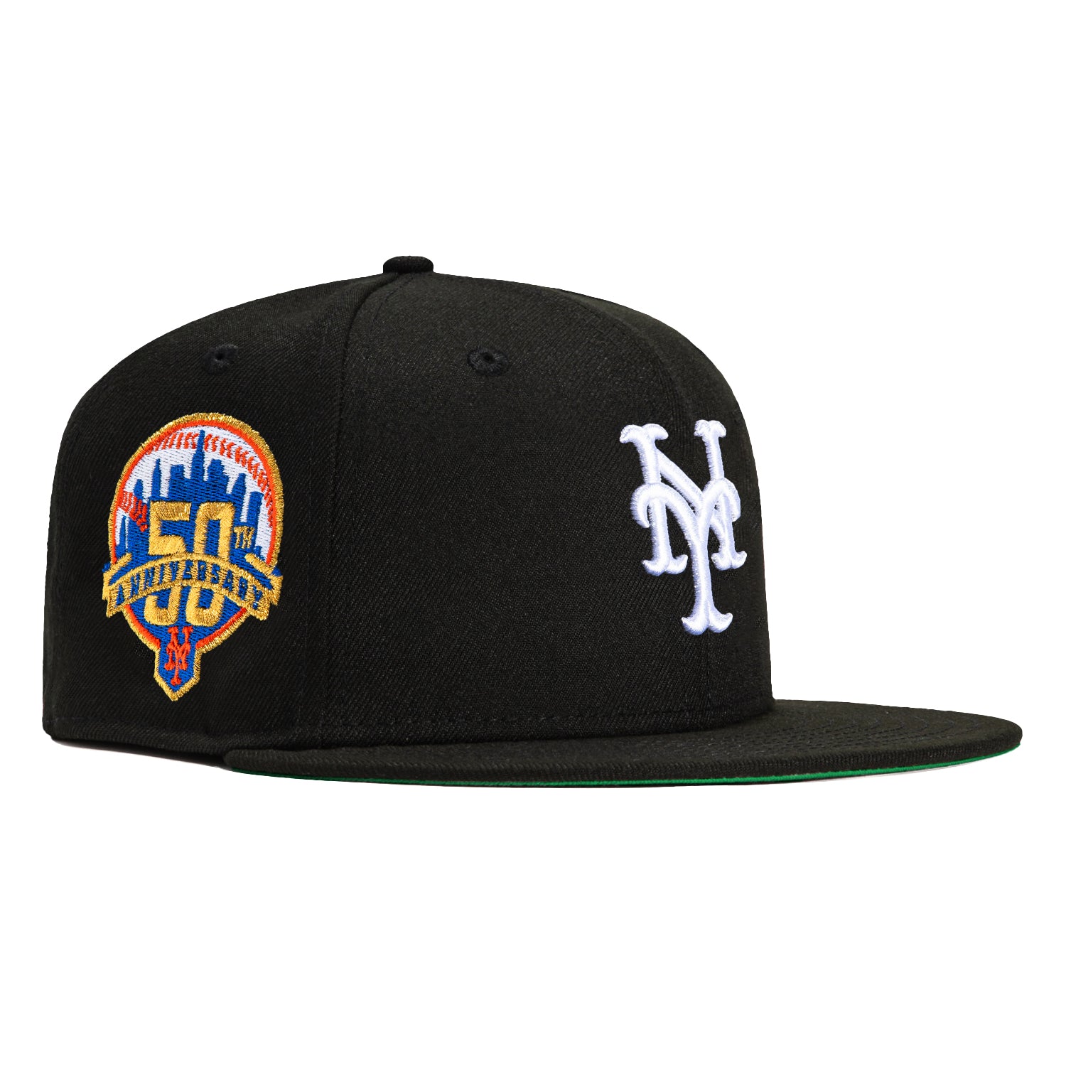 New Era 59Fifty New York Mets 50th Anniversary Patch Snapback Hat - Black & White Adjustable Baseball Cap for Men & Women | Perfect for Baseball Games, Sports Events & Streetwear Fashion