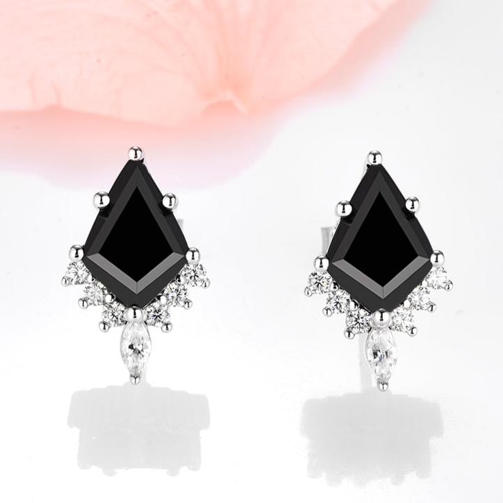 Skye Kite™ Black Onyx Stud Earrings - Sterling Silver Earrings for Women, Minimalist Dainty Jewelry Gift for Her - Perfect for Everyday Wear, Office & Special Occasions