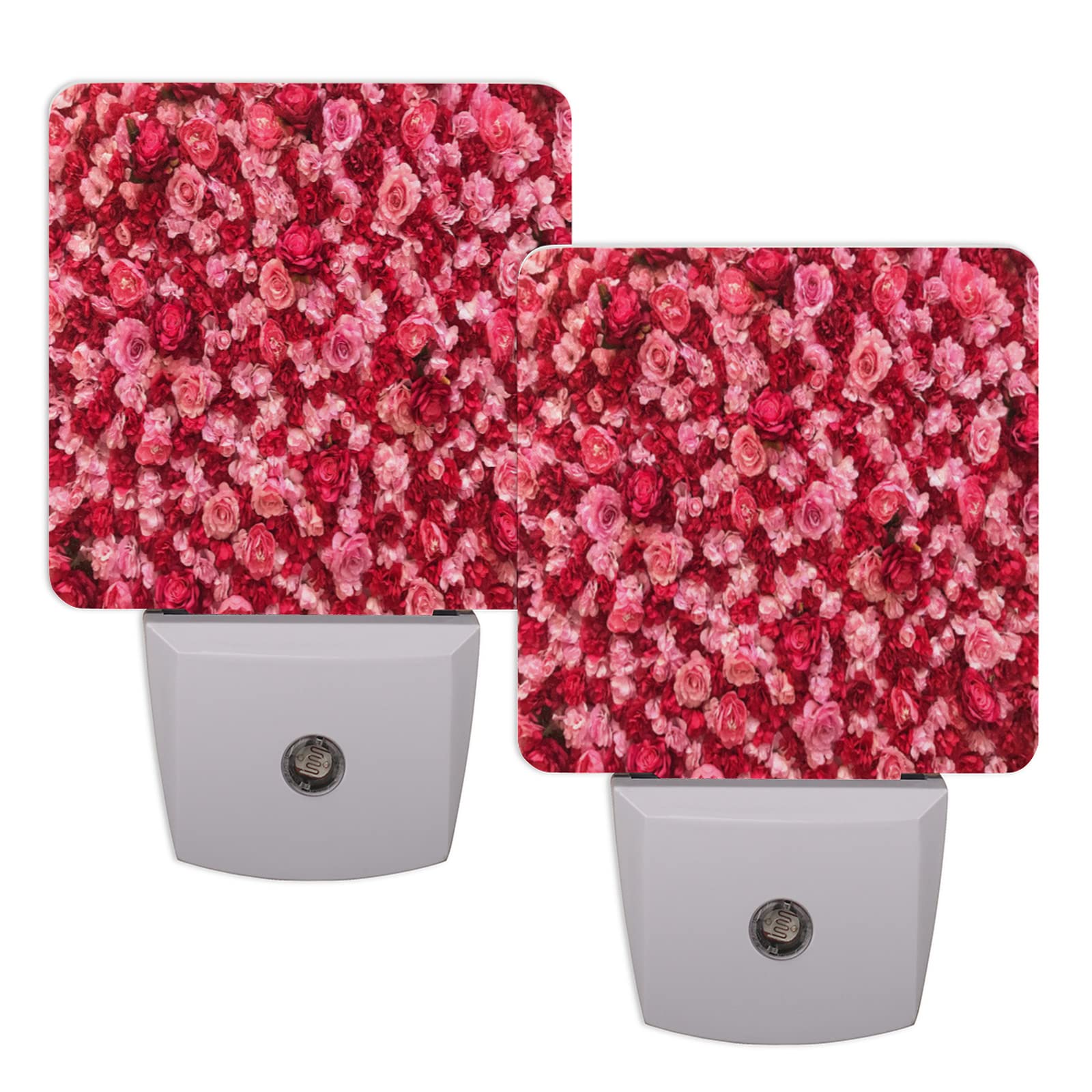 2 Pack Romantic Rose Flower LED Night Lights with Auto Dusk to Dawn Sensor - Plug in Nightlight for Kids Room, Bedroom, Bathroom, Kitchen, Hallway, Nursery & Stairs | Perfect for Nighttime Safety & Home Decor