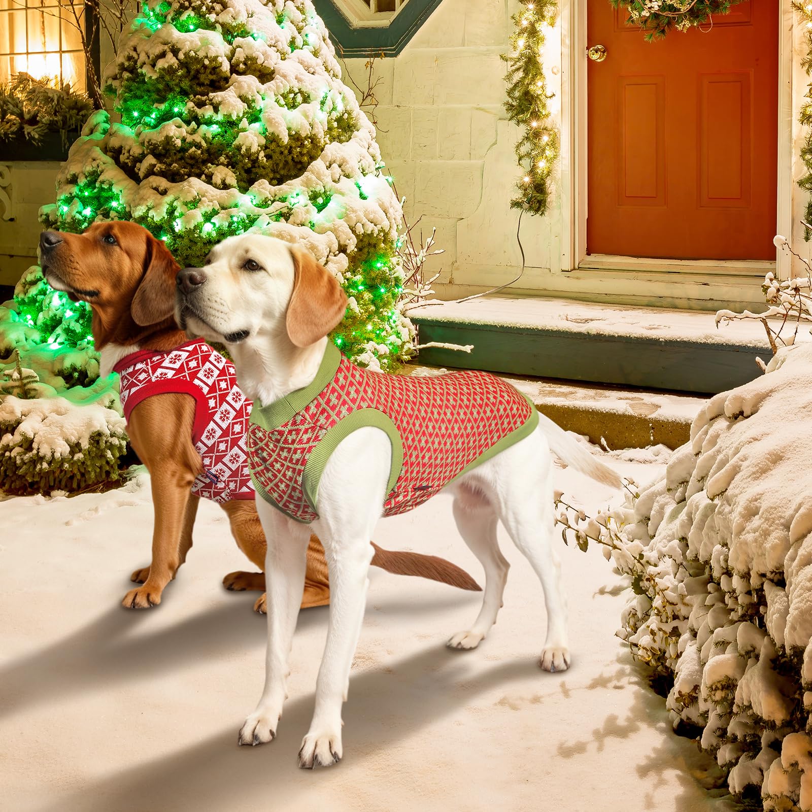2 Pack Dog Sweaters - Warm Knit Pullover Vest with Leash Hole for Small Medium Large Dogs | Winter Fall Pet Clothing & Christmas Costume Outfits | Perfect for Cold Weather Walks and Holiday Photos