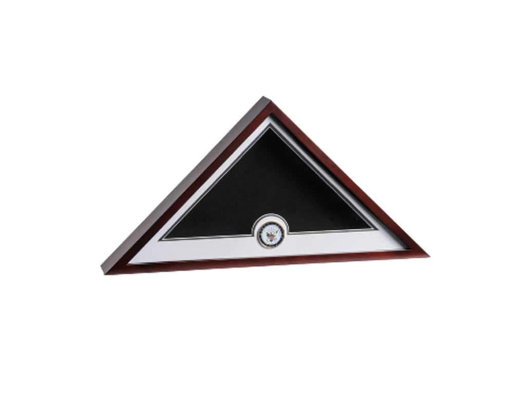 Premium Navy Medallion Flag Display Case - American Flag Shadow Box for Military & Patriotic Decor - Perfect for Veterans, Memorial Day, and Home Office Display