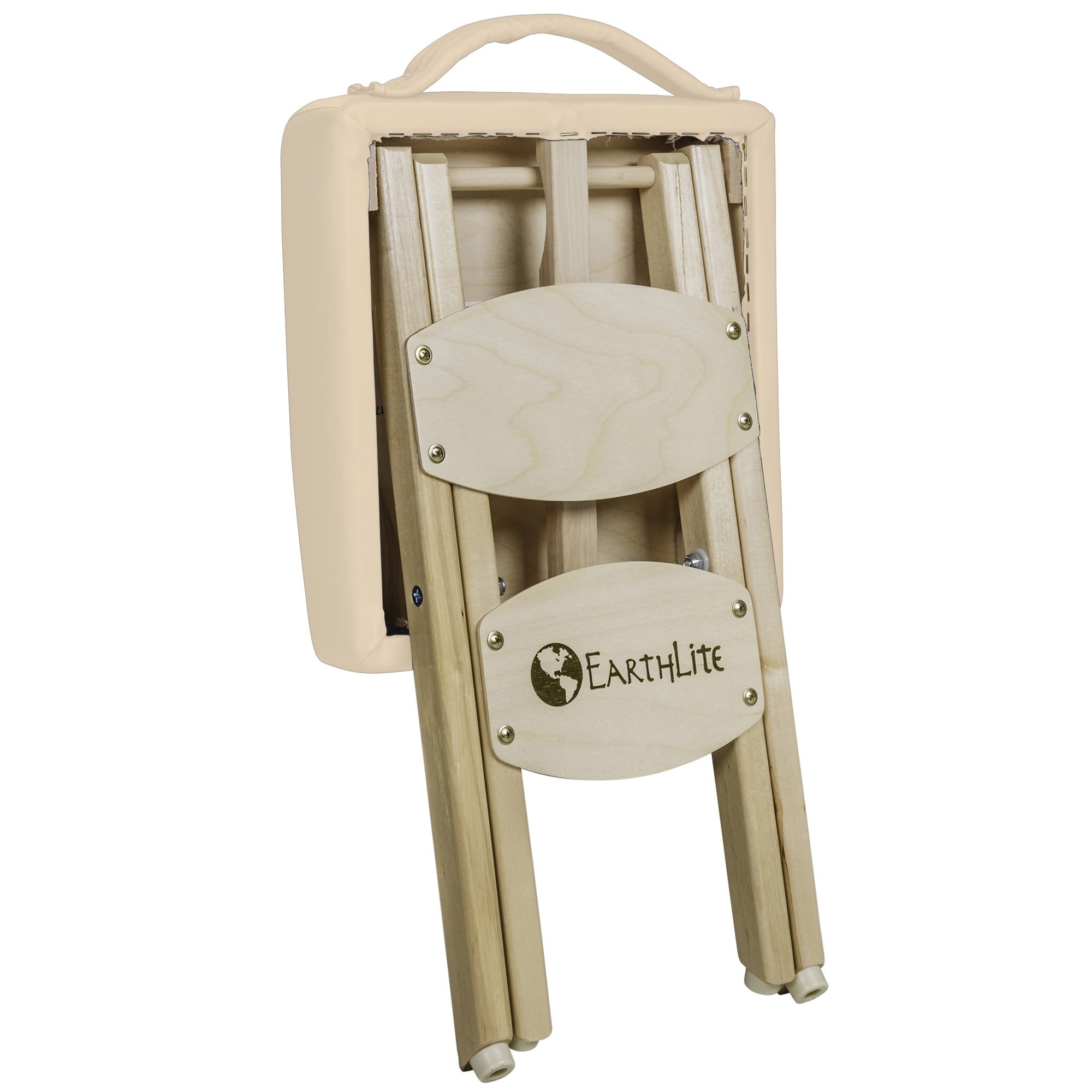 EARTHLITE Wooden Folding Stool - Premium Hardwood Maple, CFC-Free, Adjustable Massage Table & Spa Chair for Salon, Clinic & Home Use | Perfect for Therapists, Estheticians & Relaxation