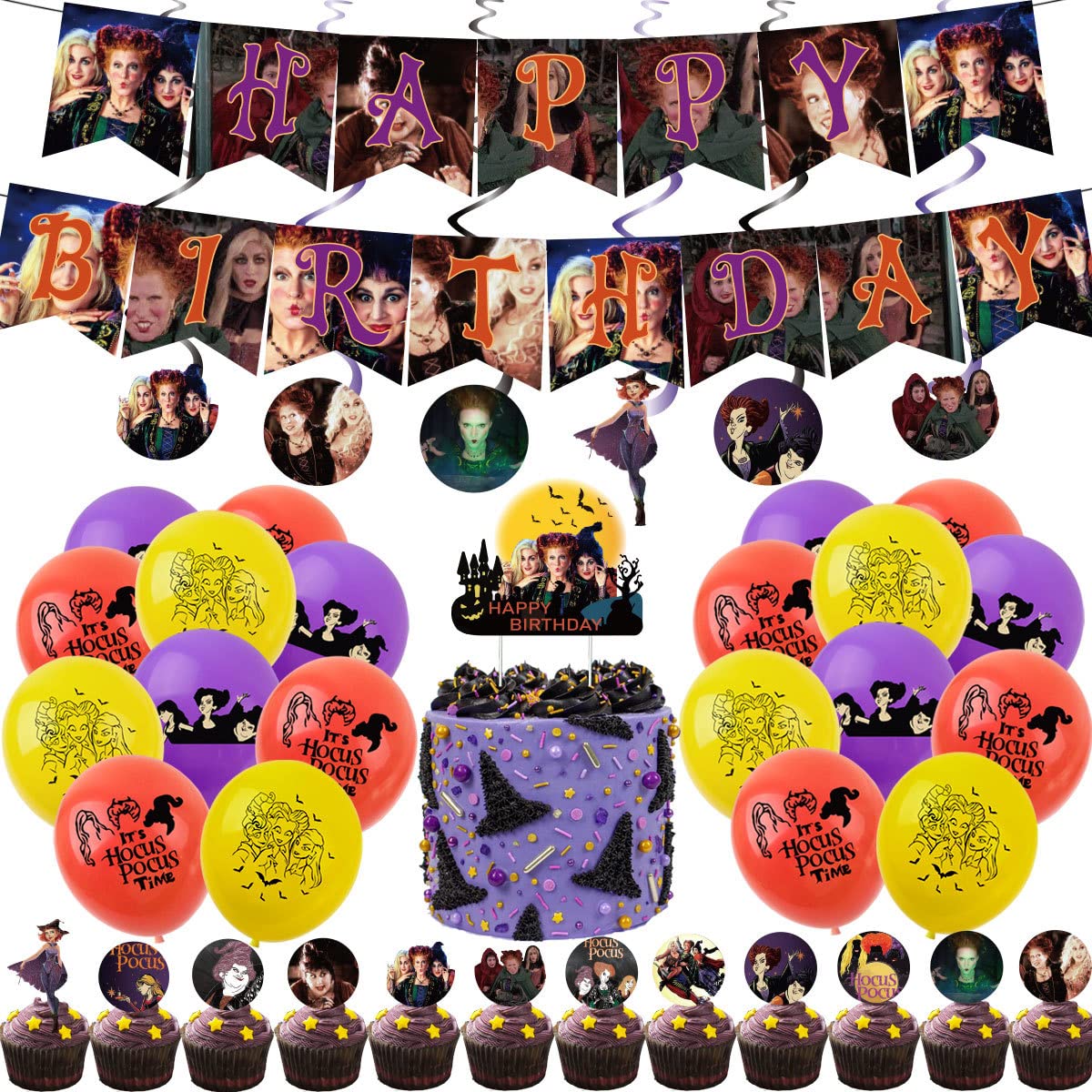 Halloween Balloons Set - Classic Print Funny Banner & Paper Package for Party Decorations | Spooky Decor for Halloween Parties, Home & Office
