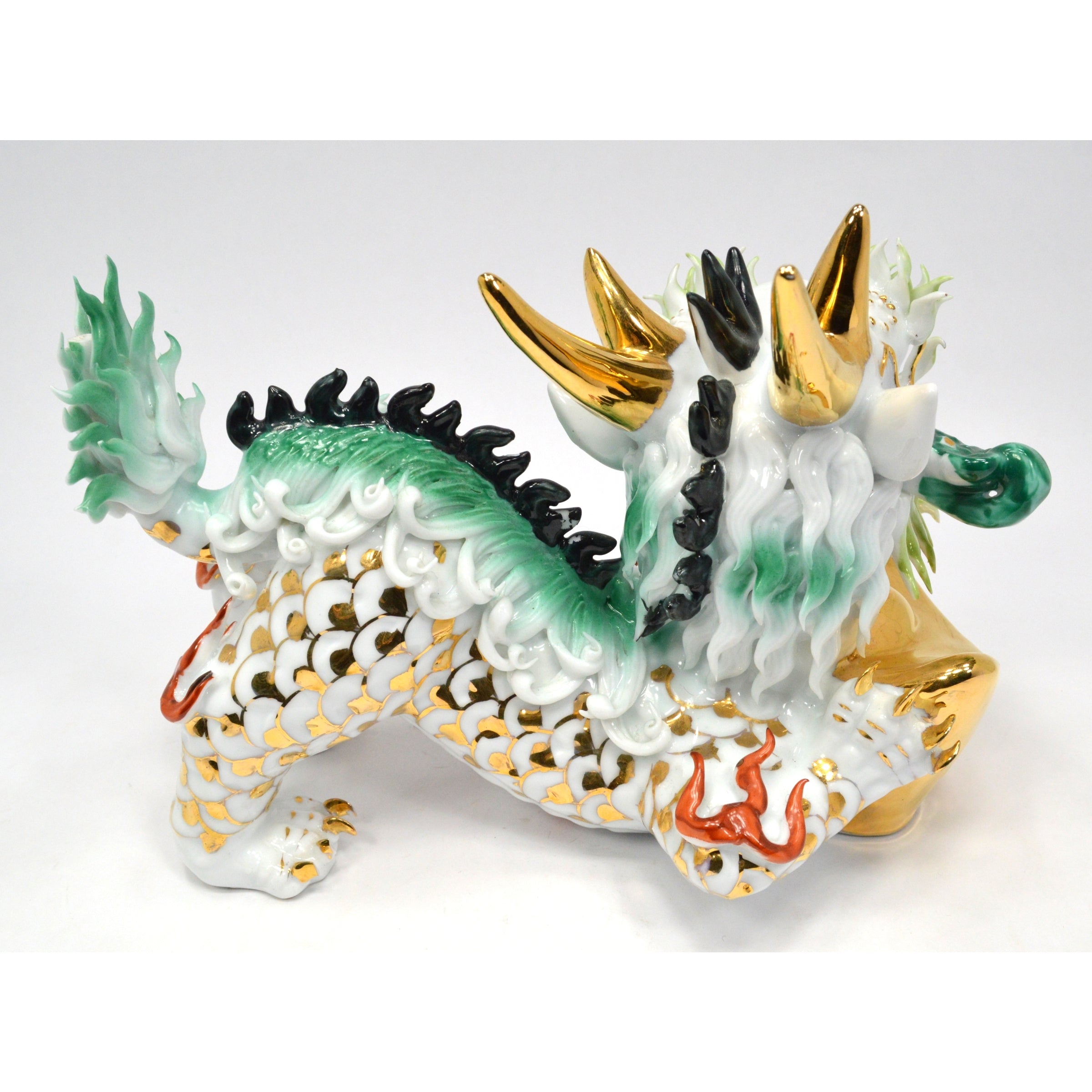 Chinese Foo Dog Porcelain Figurine - Imperial Temple Guardian Statue (Female 1 of 2) | Asian Home Decor, Feng Shui Protection, Gift for Collectors
