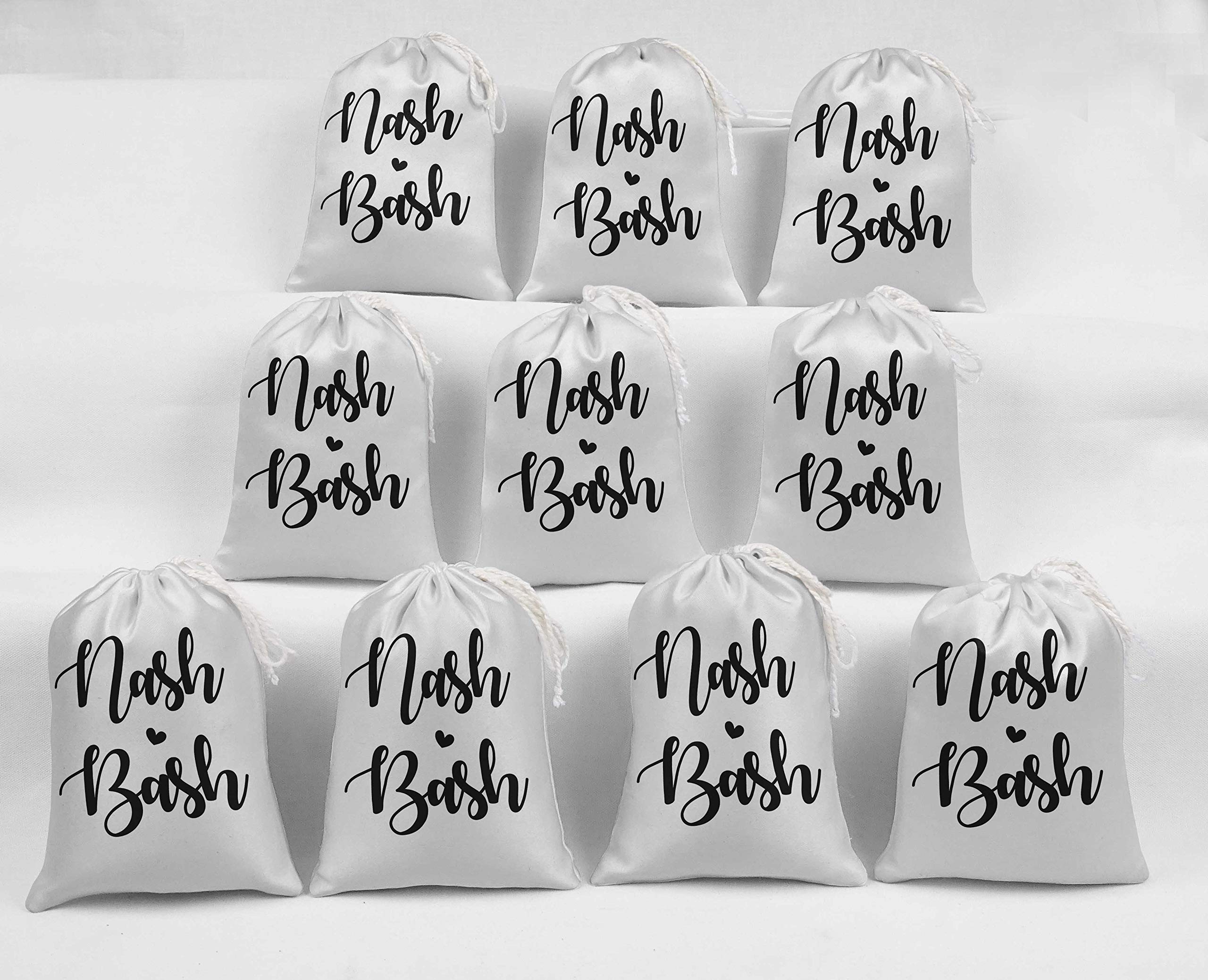 White Nash Bash Bachelorette Party Favor Bags - 15 Pack Gift Pouches for Bridal Showers, Wedding Favors & Girls Night Out