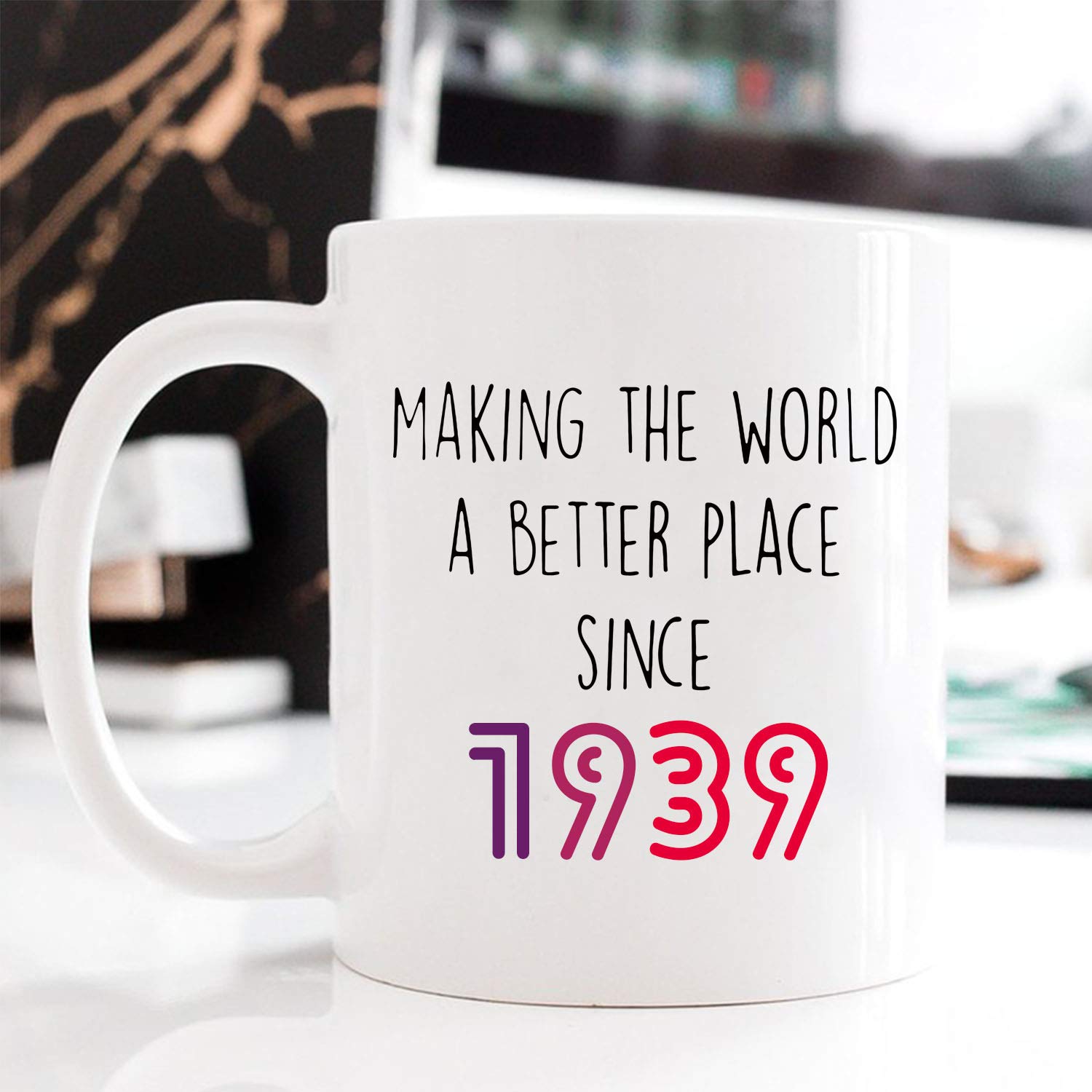 80th Birthday Gifts for Women 1939 - Personalized 11oz Coffee Mug for Mom, Wife, Sister, Friend, Colleague | Unique 80 Years Old Birthday Present | Perfect for Tea, Coffee & Office Use