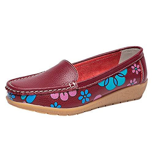 Women's Comfortable Casual Loafers - Breathable Flat Shoes with Printed Design for Wide Feet | Perfect for Office, Walking & Daily Wear